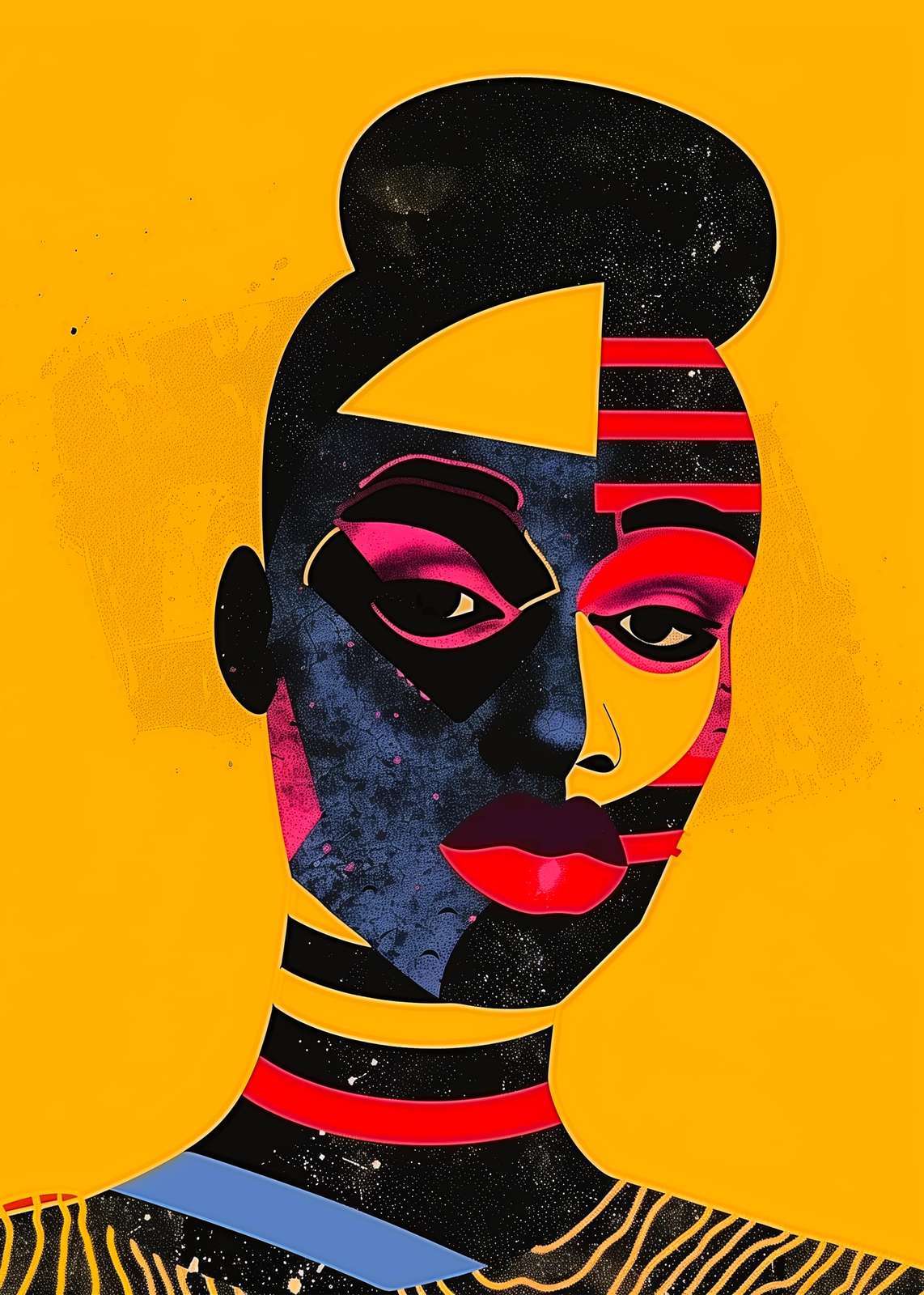 Vibrant Abstract Face Wall Art