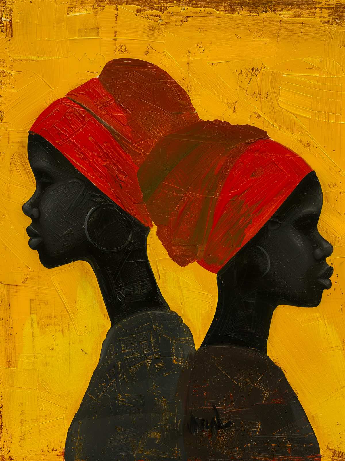 Bold African Women Red & Yellow Wall Art