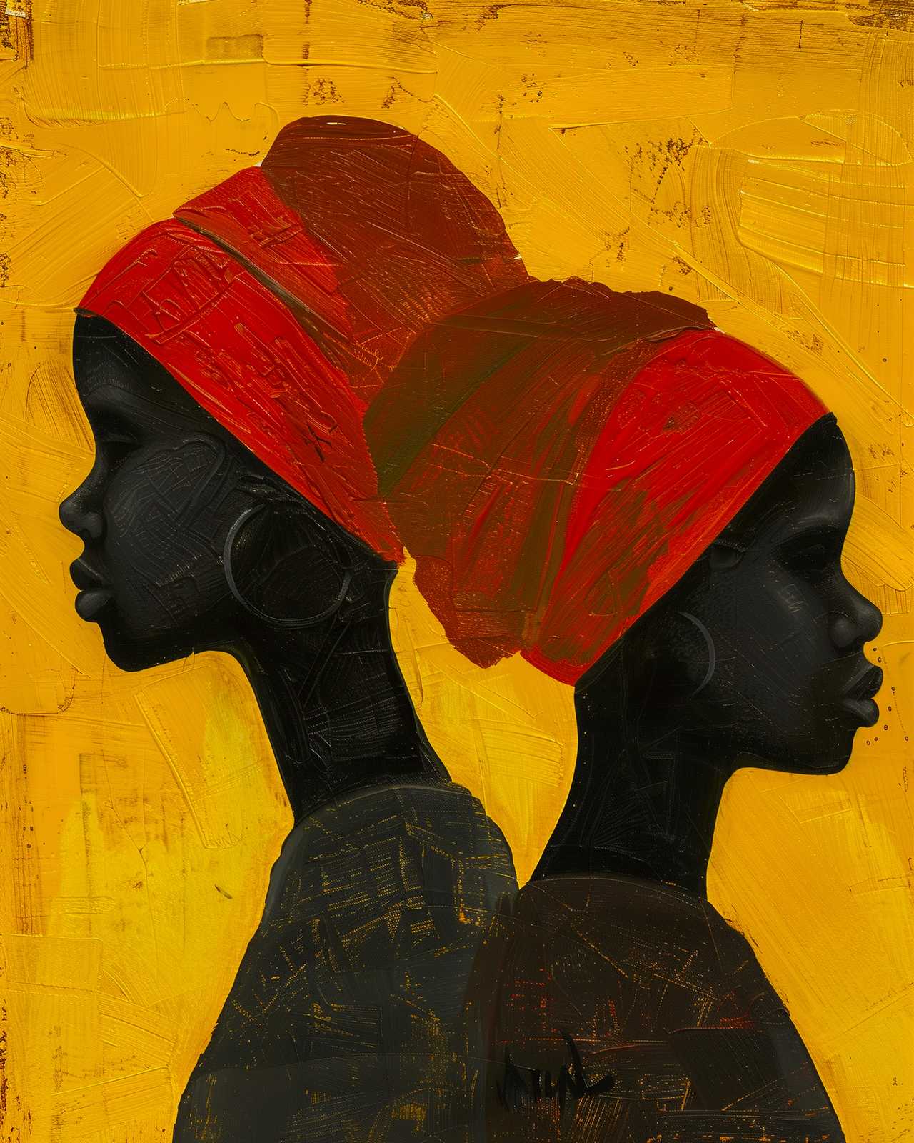Vibrant African Women Red Headwrap Wall Art