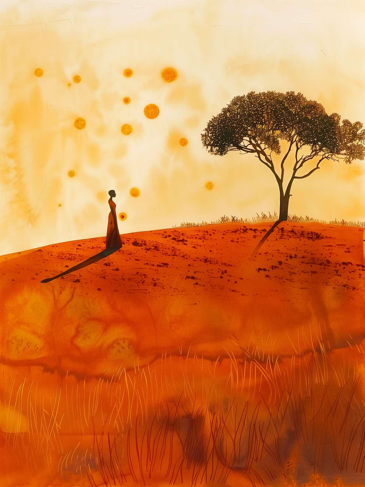 Serene Sunset Wanderer African Landscape Wall Art