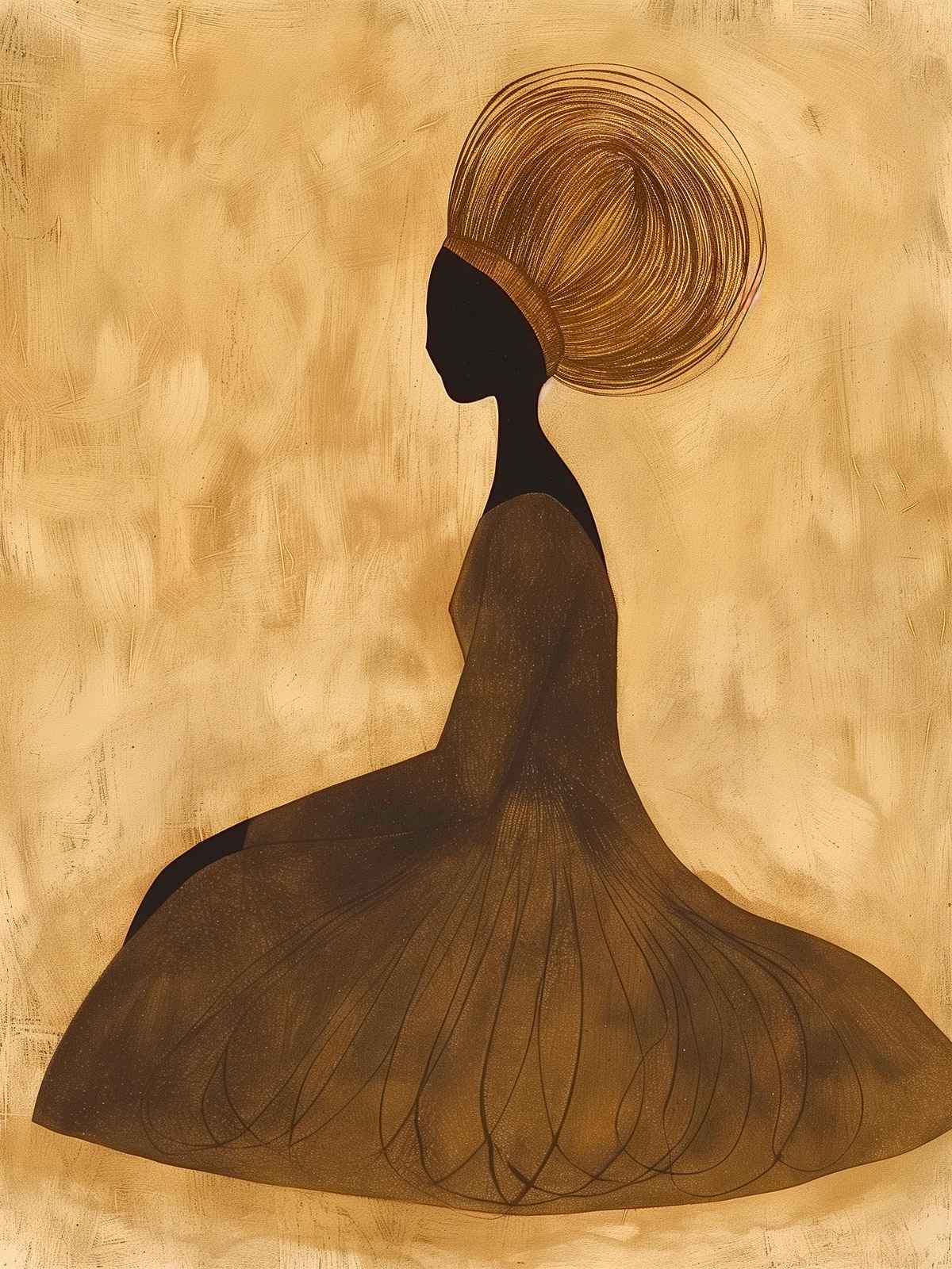 Elegant Silhouette Lady African Art Wall Art