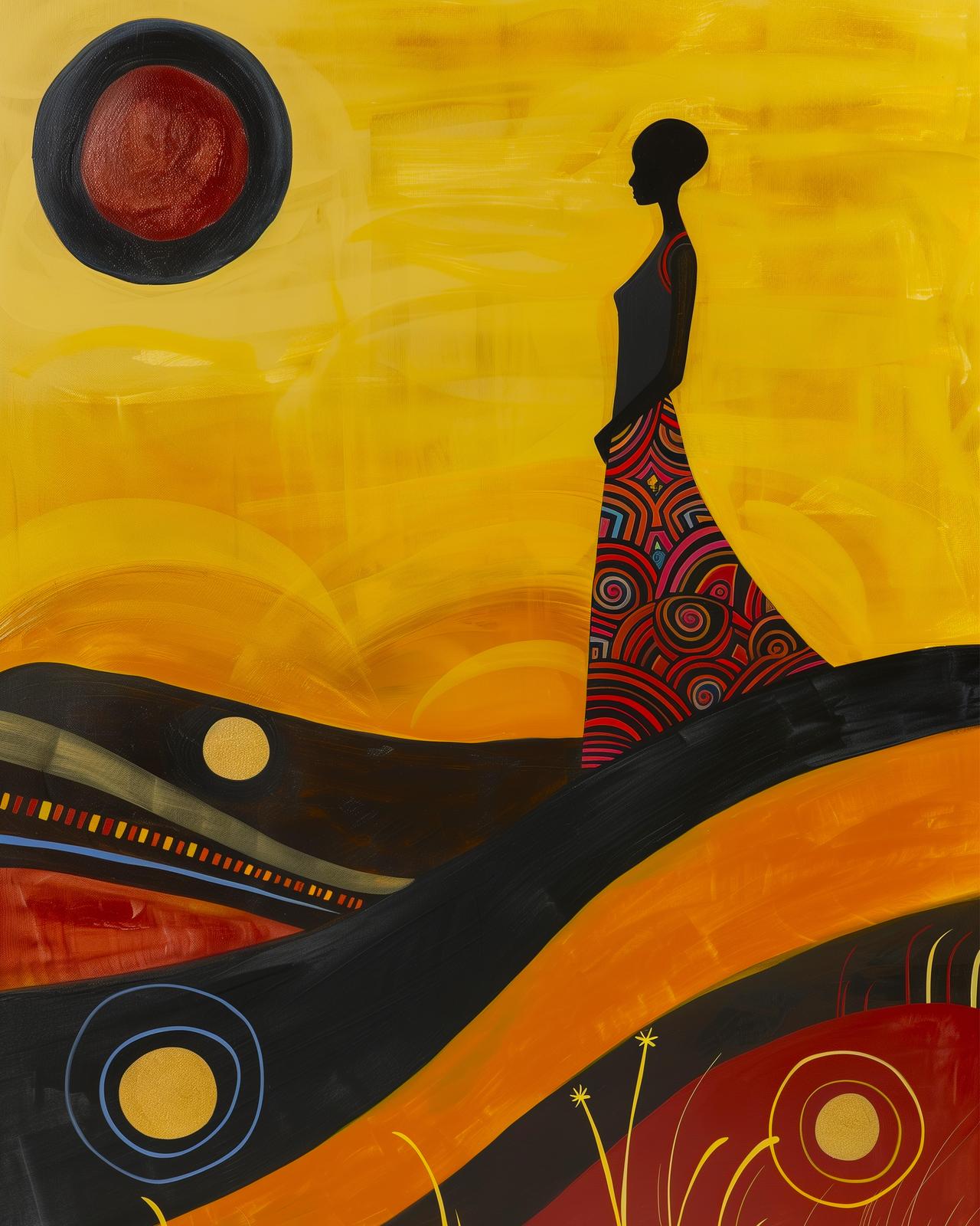 Vibrant Sunset Silhouette Wall Art - African Art