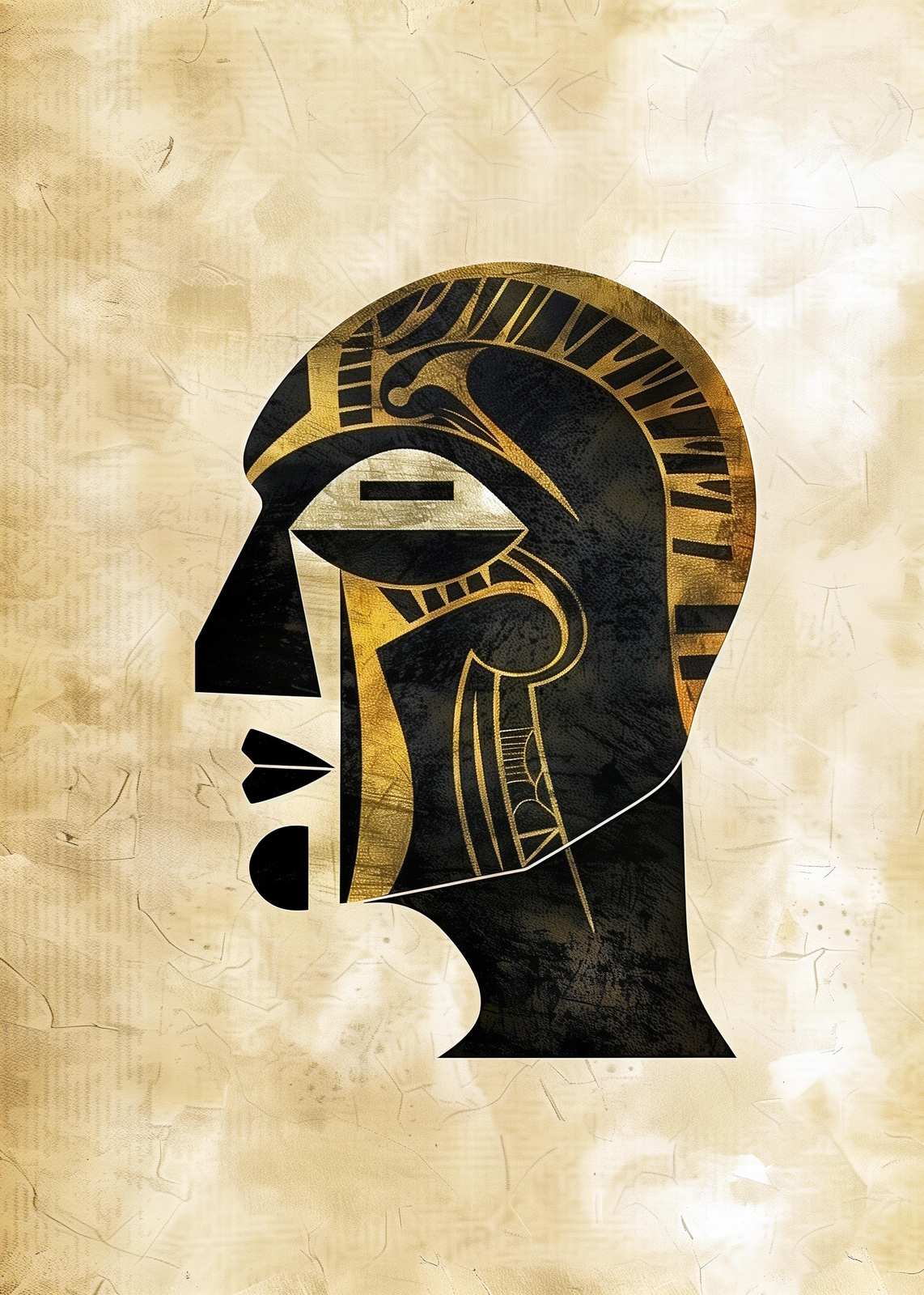 Bold Abstract Profile Black Gold Wall Art