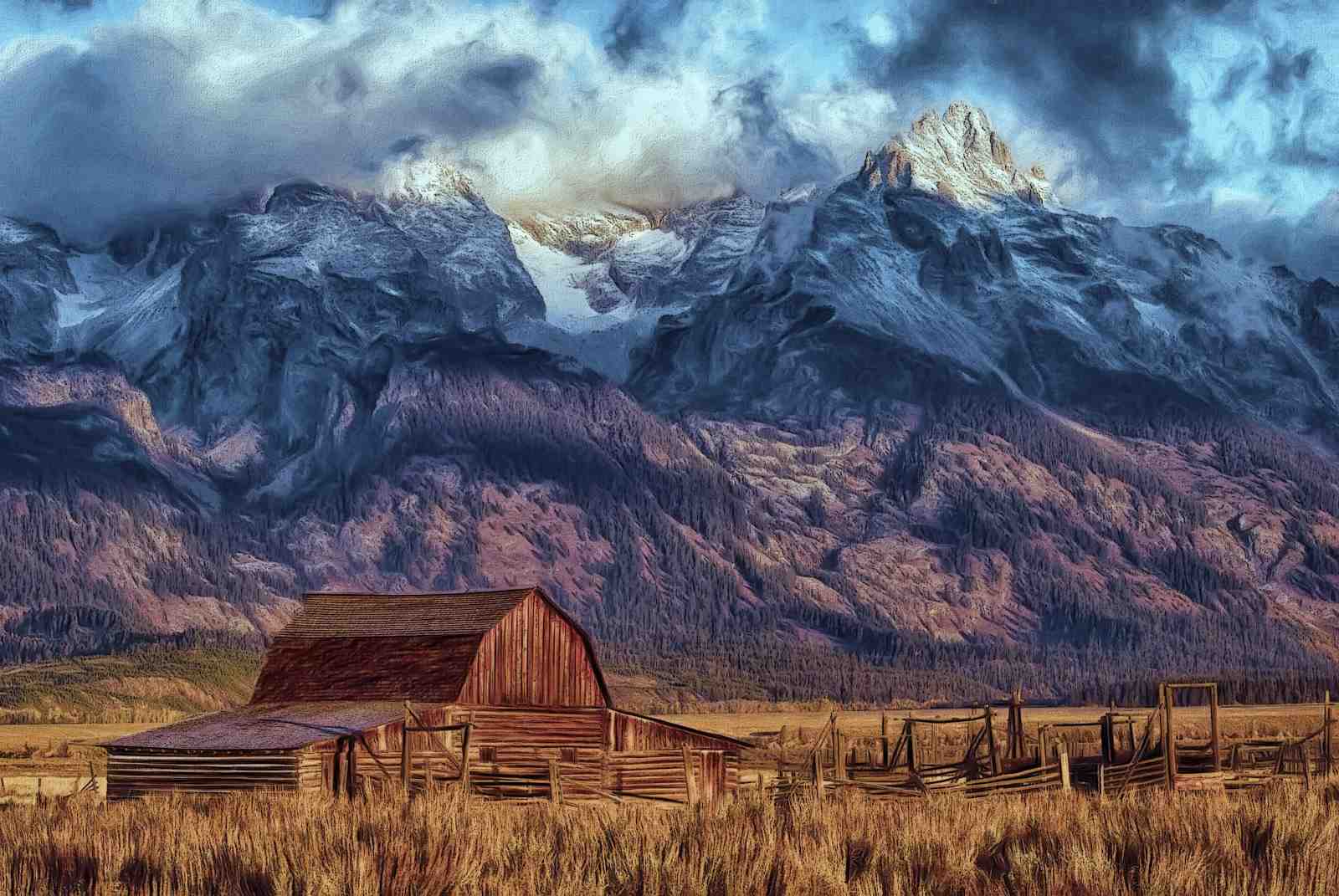 Rustic Barn Mountain Serenity Wall Art