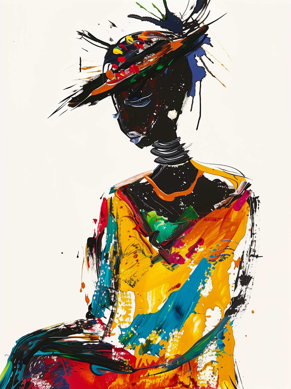 Vibrant African Woman Abstract Wall Art
