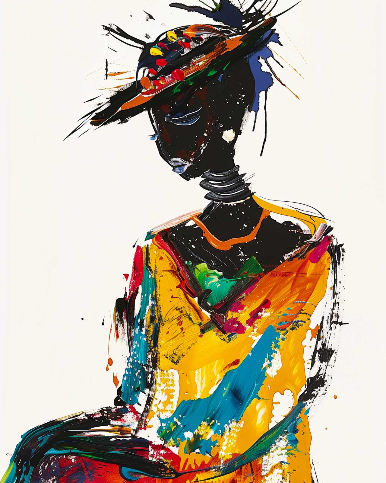 Vibrant Abstract Portrait Woman Wall Art