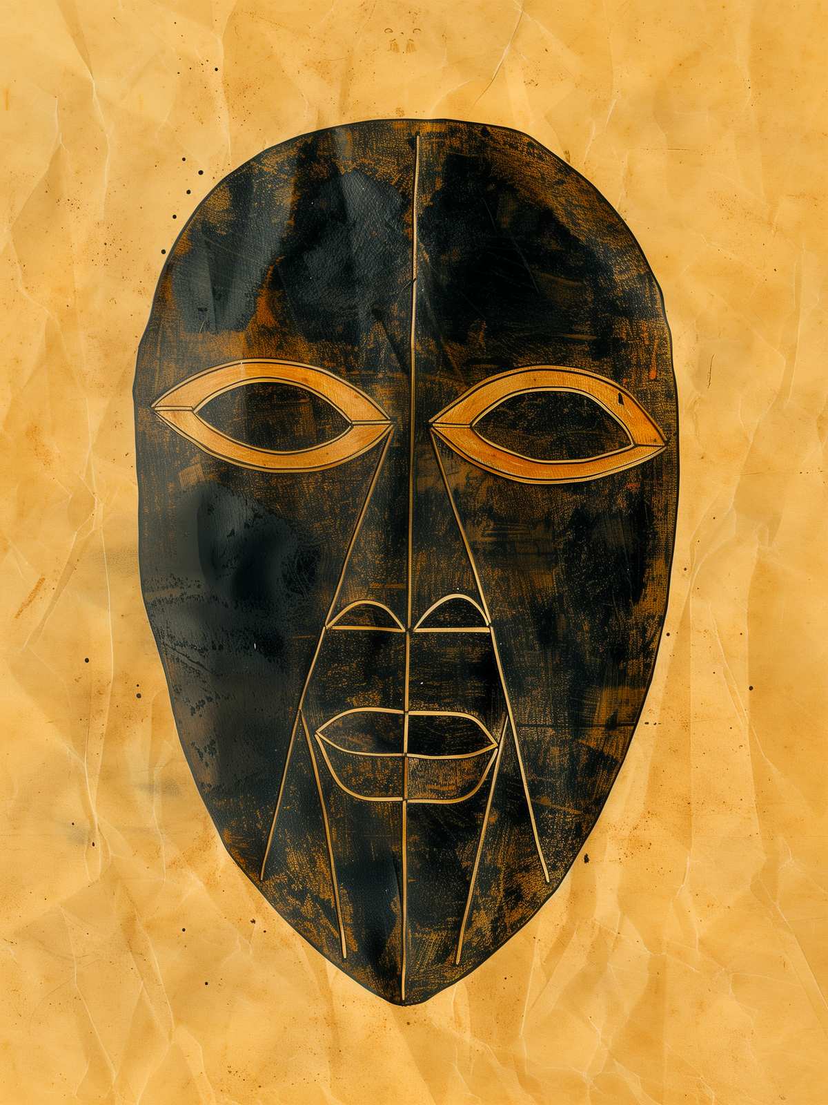 Tribal Mask Grunge Abstract Wall Art