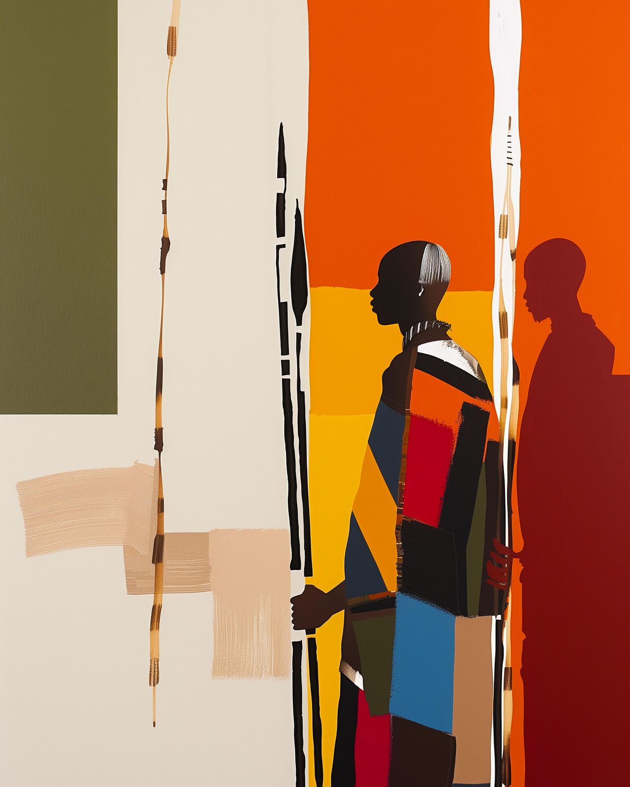 Vibrant Maasai Warrior Abstract Wall Art