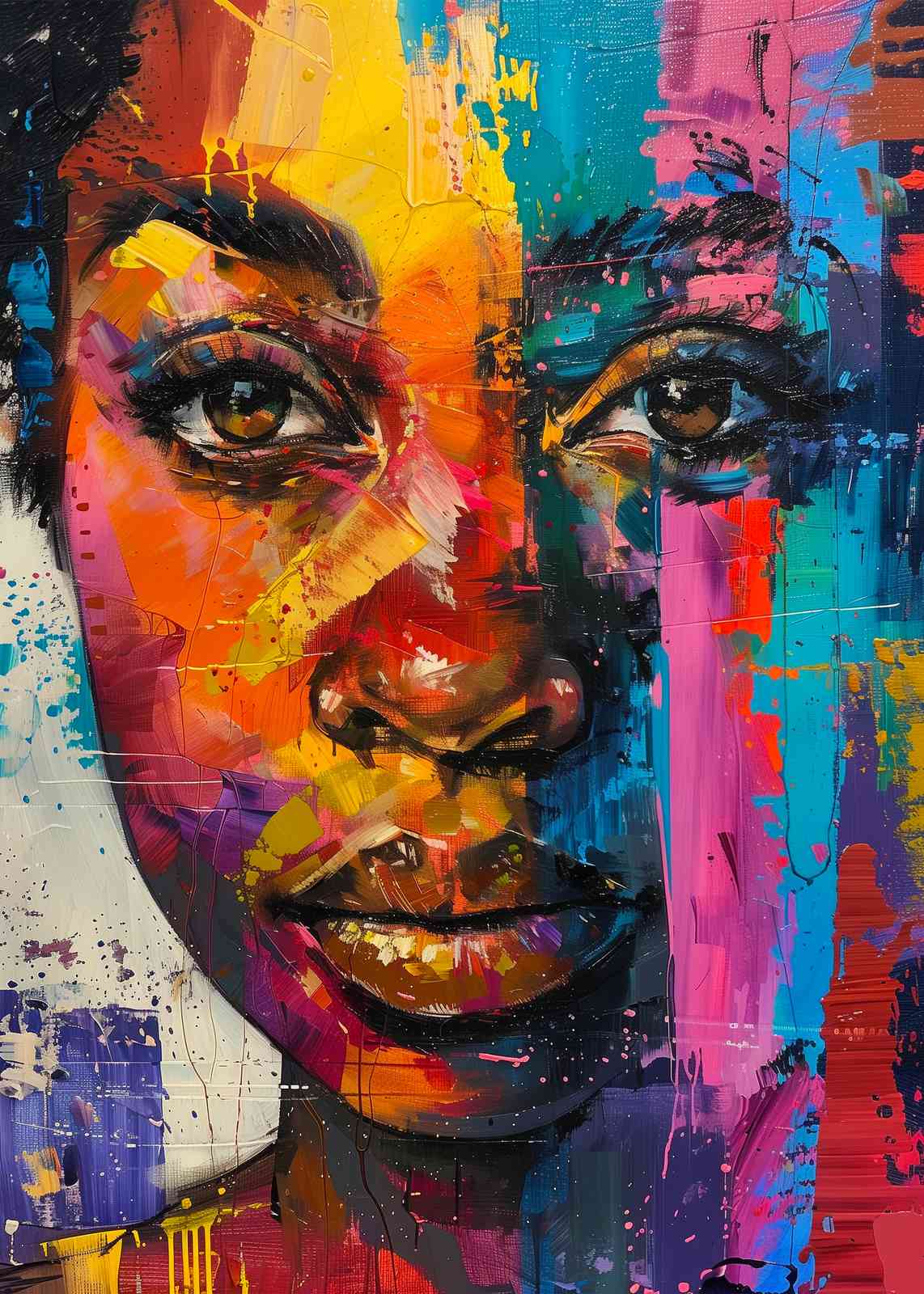 Vibrant Abstract Portrait Wall Art