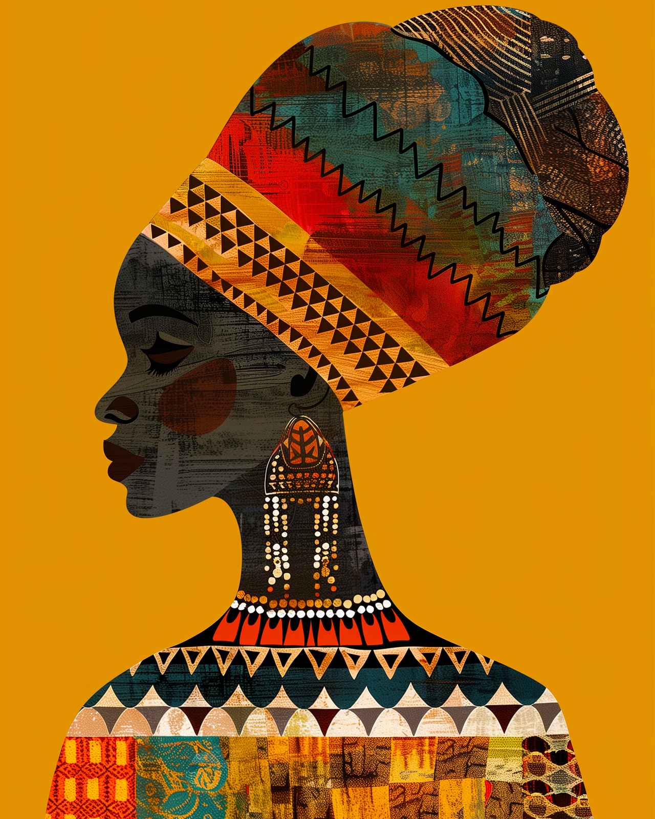 Vibrant African Queen Abstract Wall Art