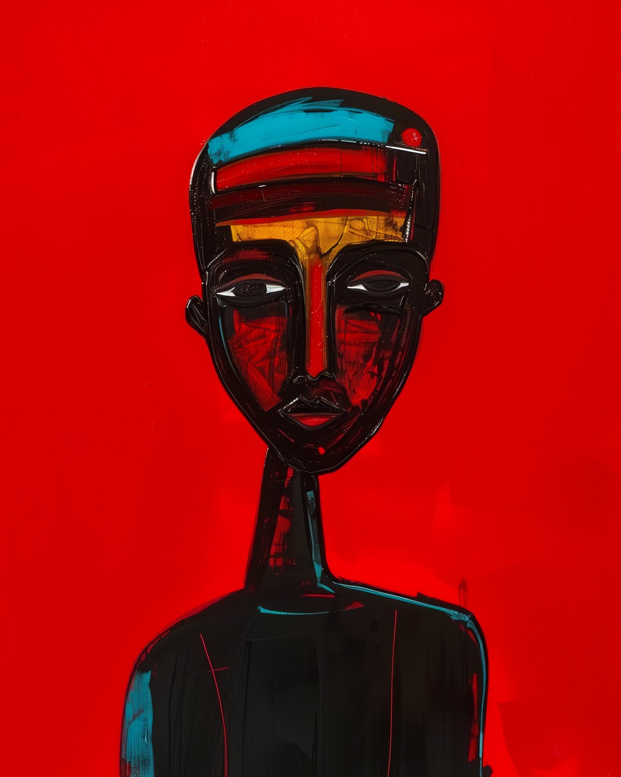 Striking Abstract Portrait Red Wall Art