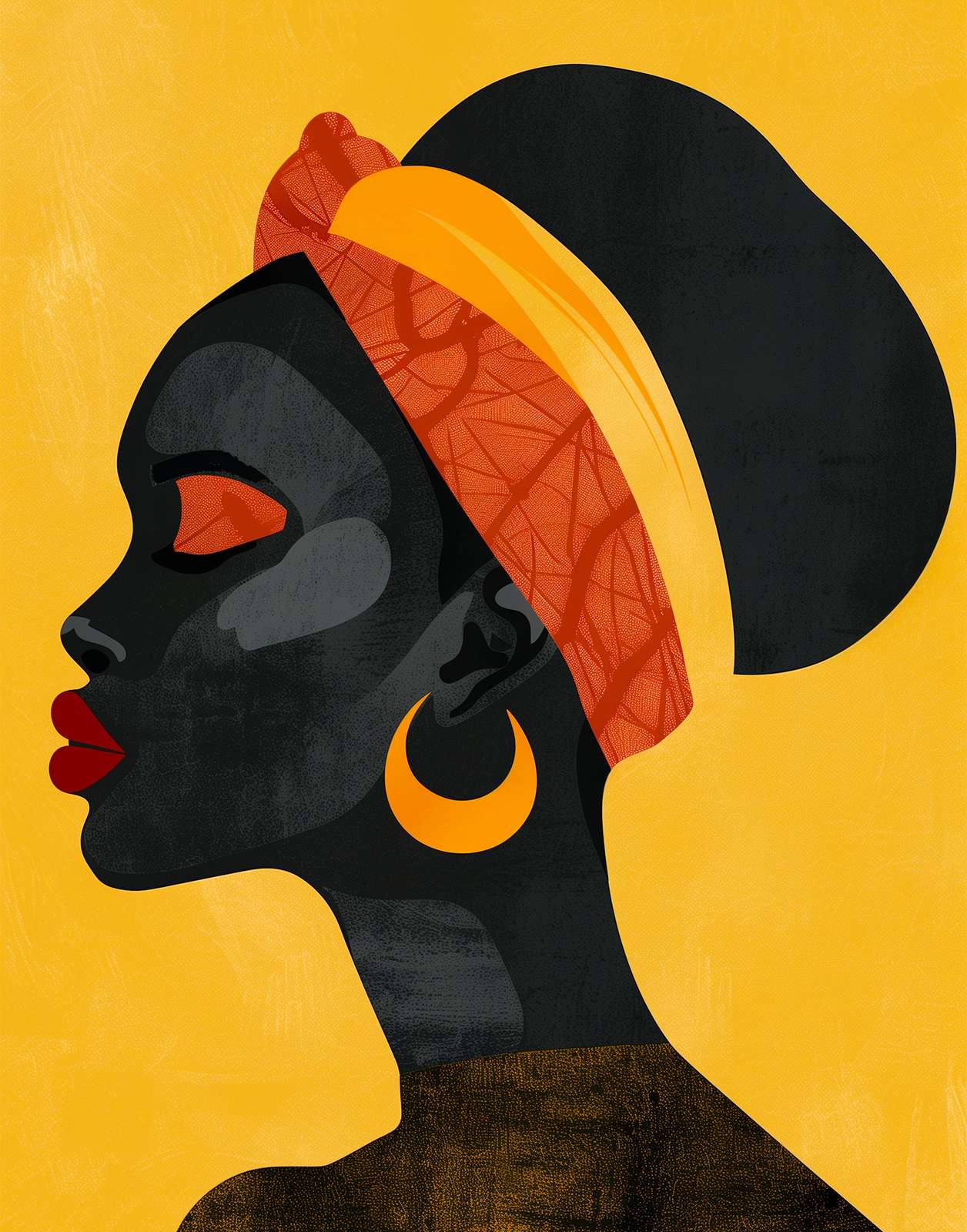 Vibrant African Woman Profile Wall Art Wall Art