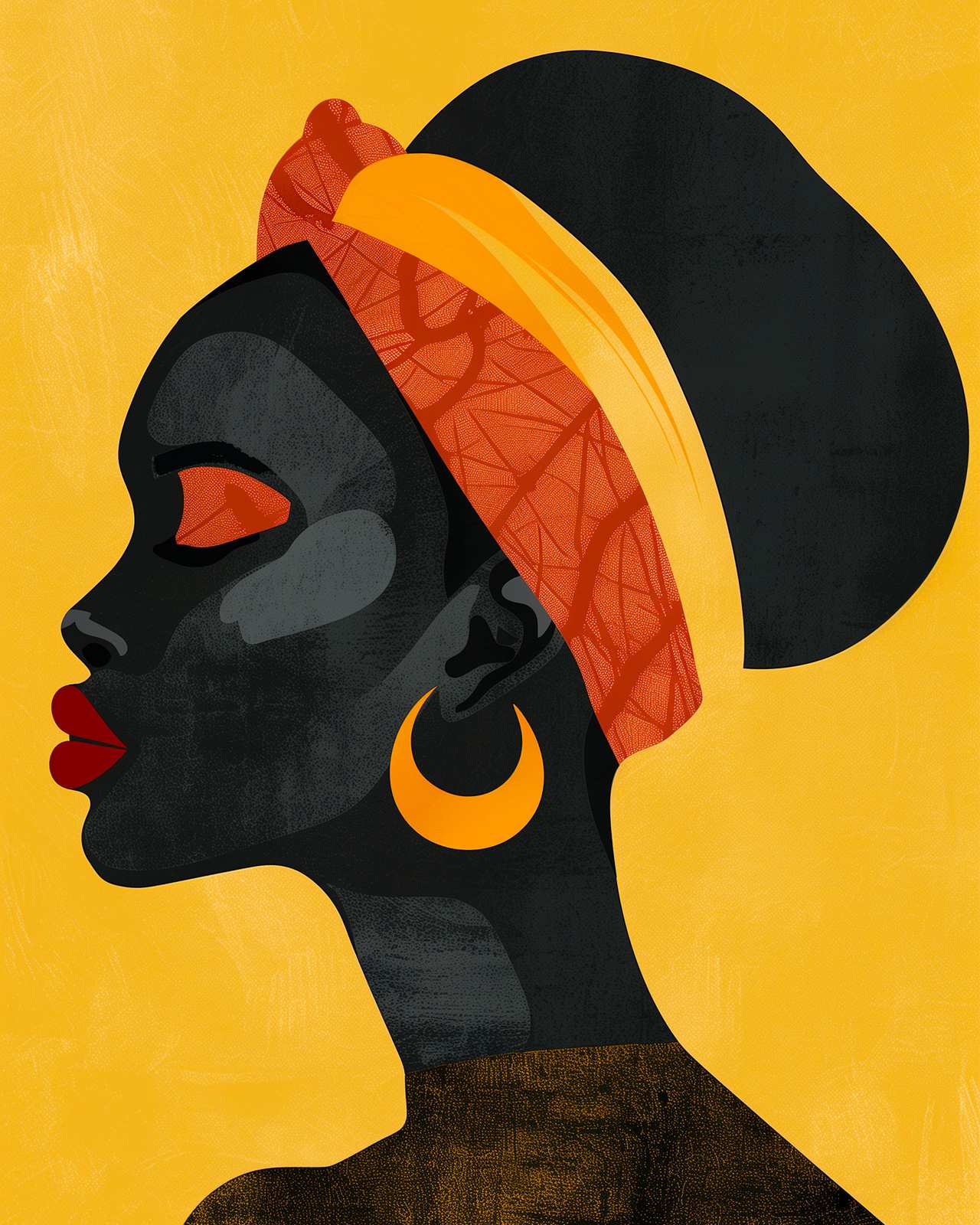 Vibrant African Woman Profile Wall Art