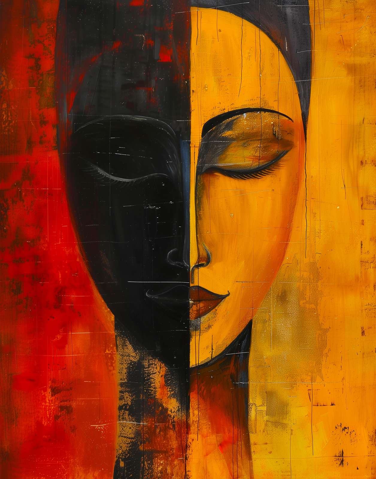 Zen Duality Abstract Buddha Face Wall Art