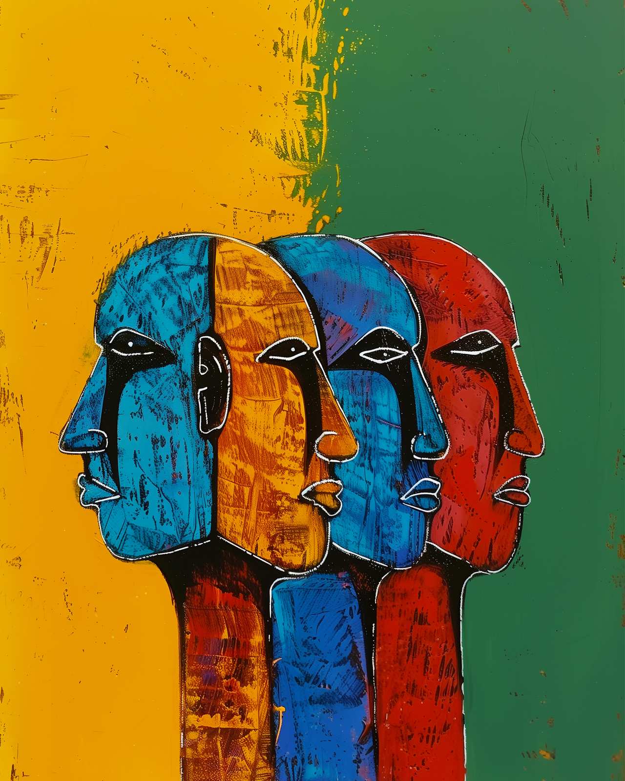 Vibrant Faces Abstract Art Wall Art