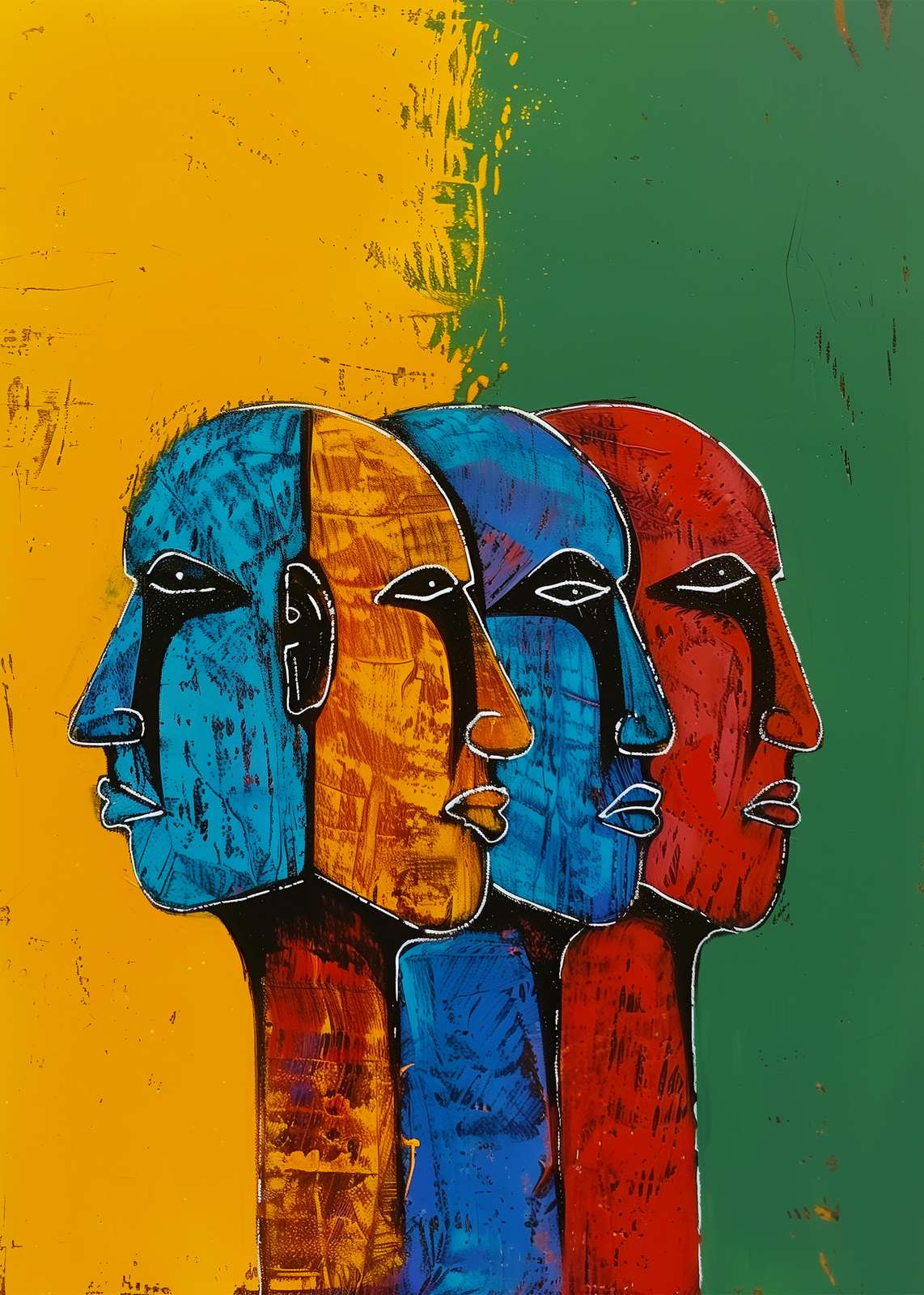 Vibrant Faces Abstract Art Wall Art