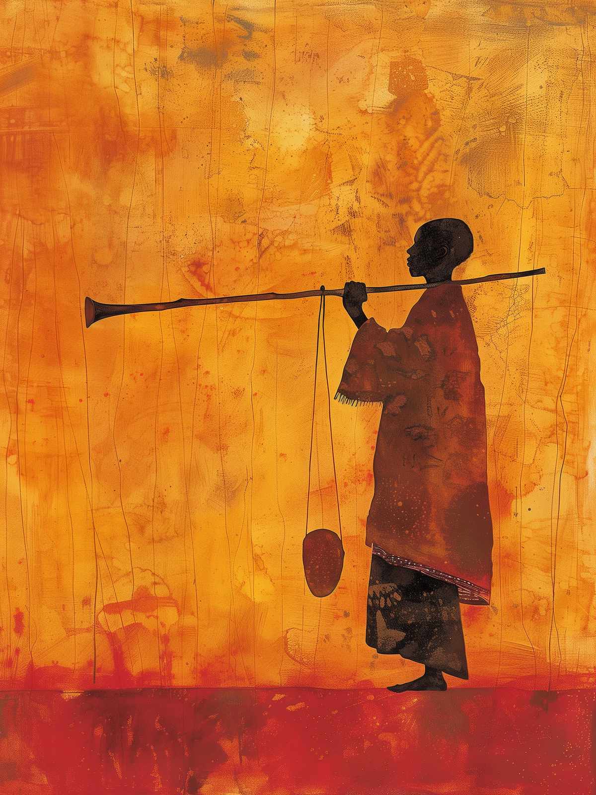 African Silhouette Trumpet Player Wall Art