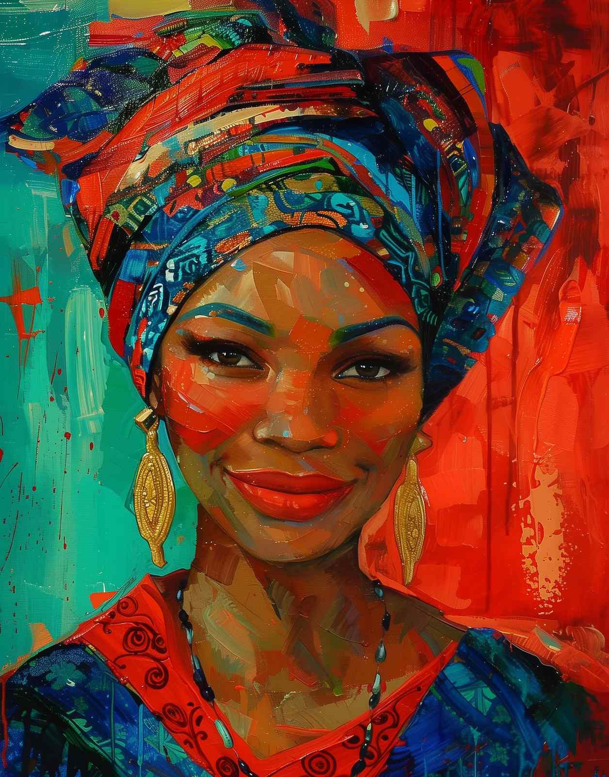 Vibrant African Woman Portrait Wall Art