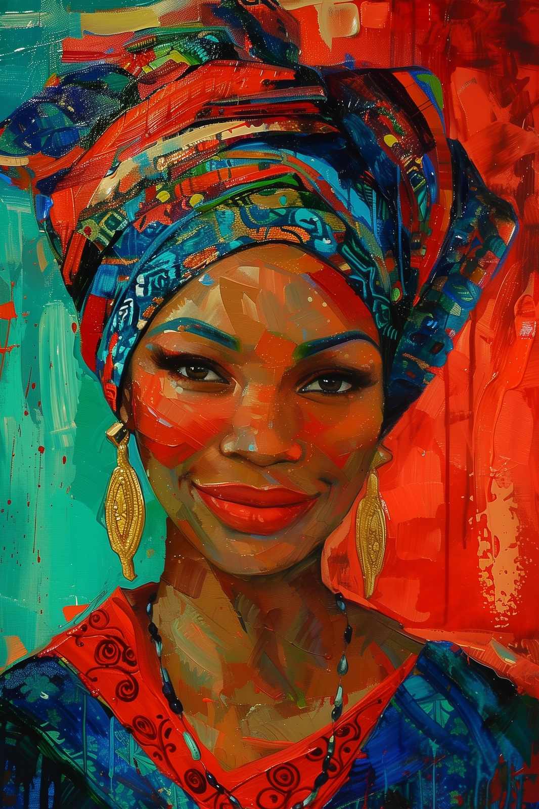 Vibrant African Woman Portrait Wall Art