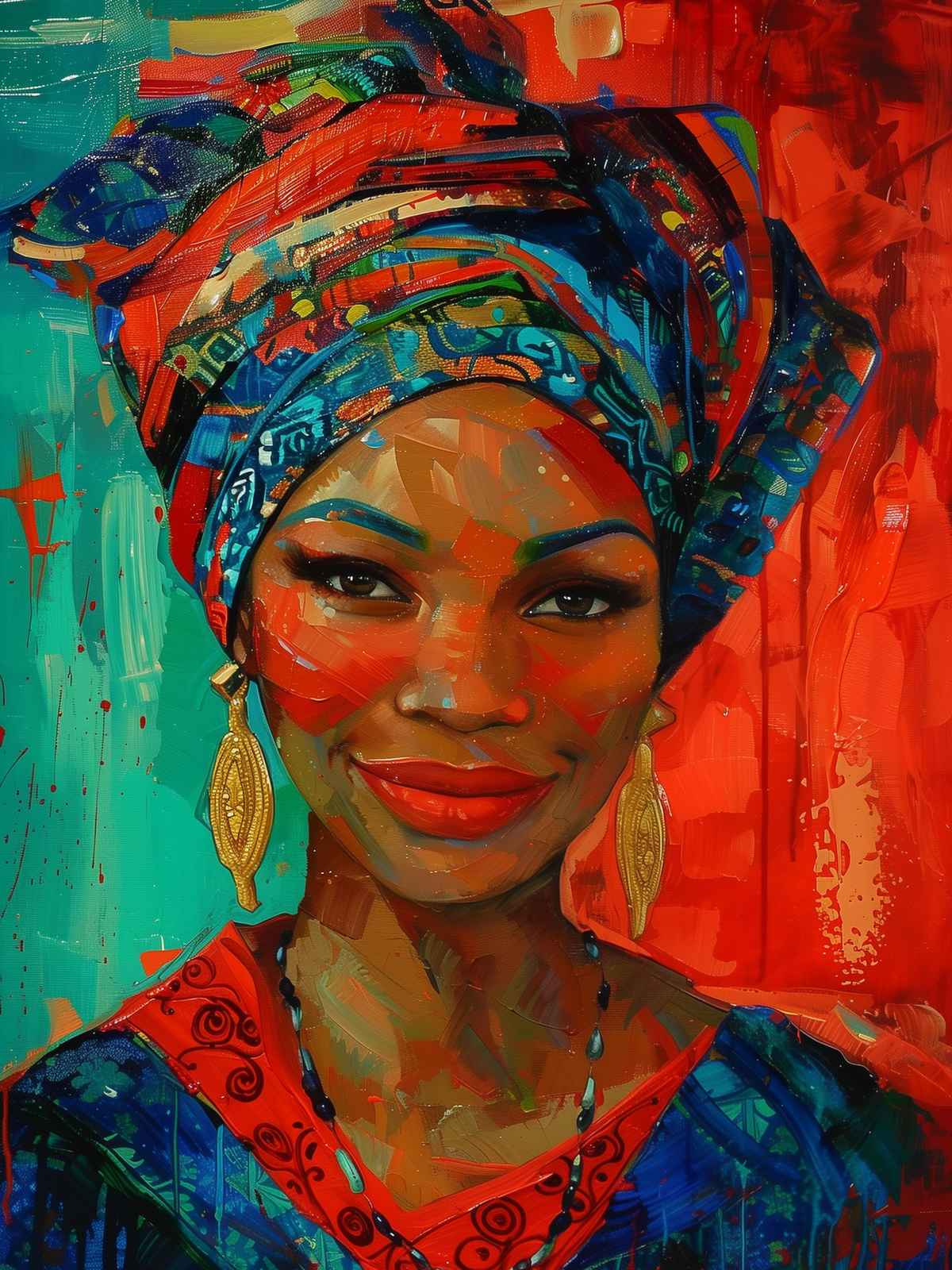 Vibrant African Woman Portrait Wall Art