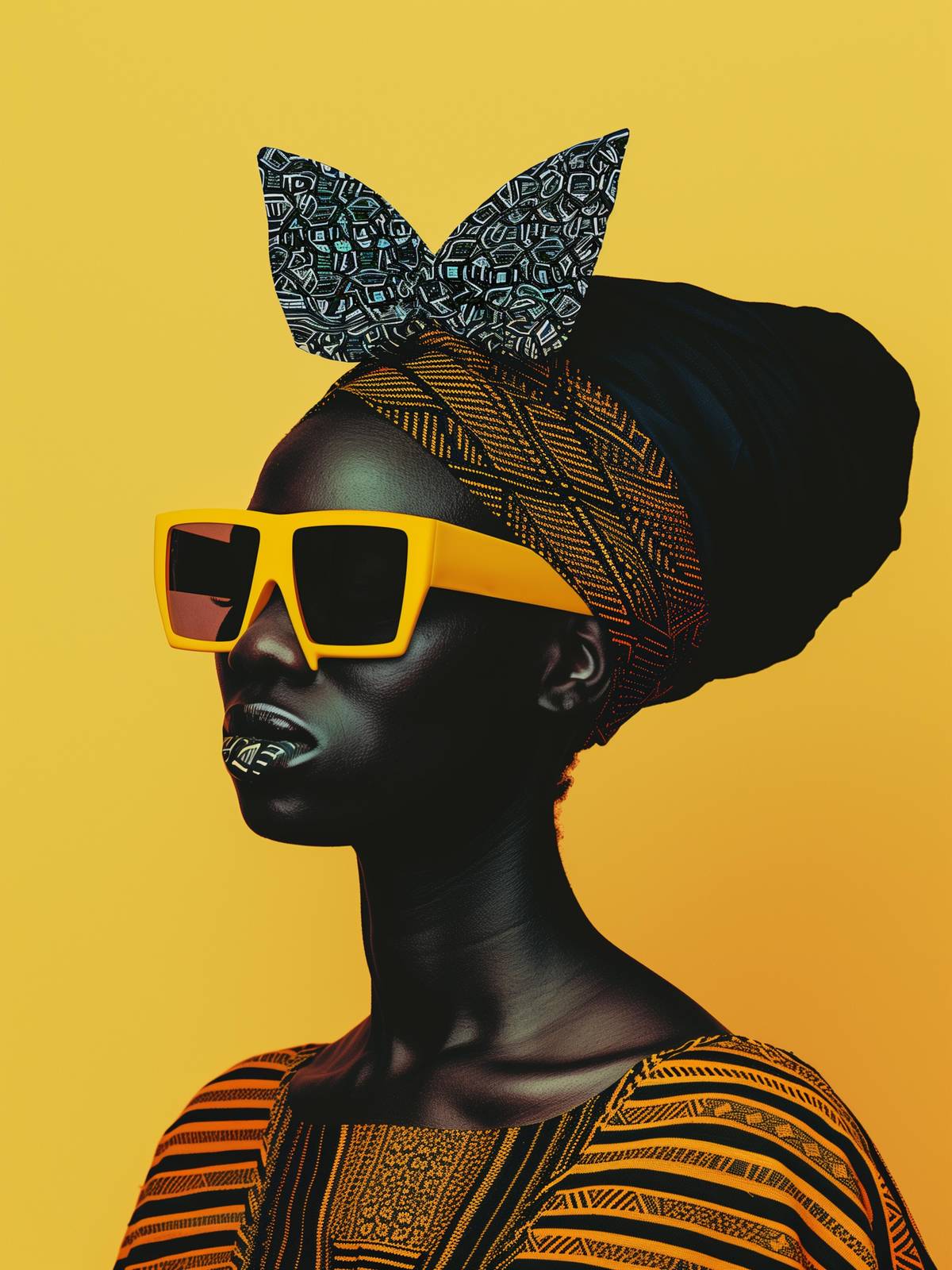 Bold African Queen Yellow Sunglasses Wall Art