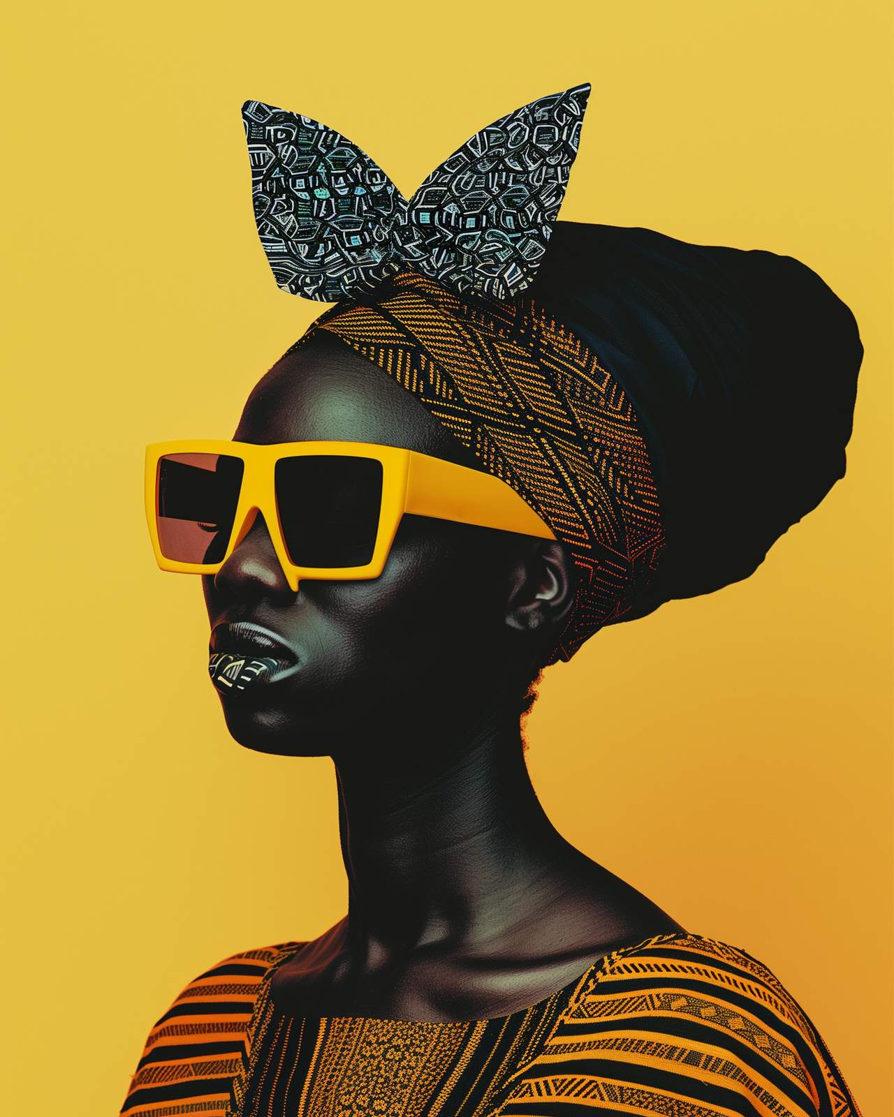 Bold African Portrait Yellow Sunglasses Wall Art