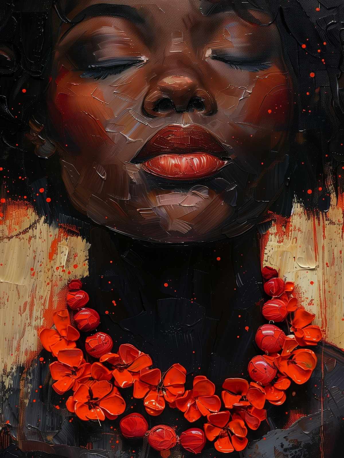 Bold Red Floral Portrait Wall Art