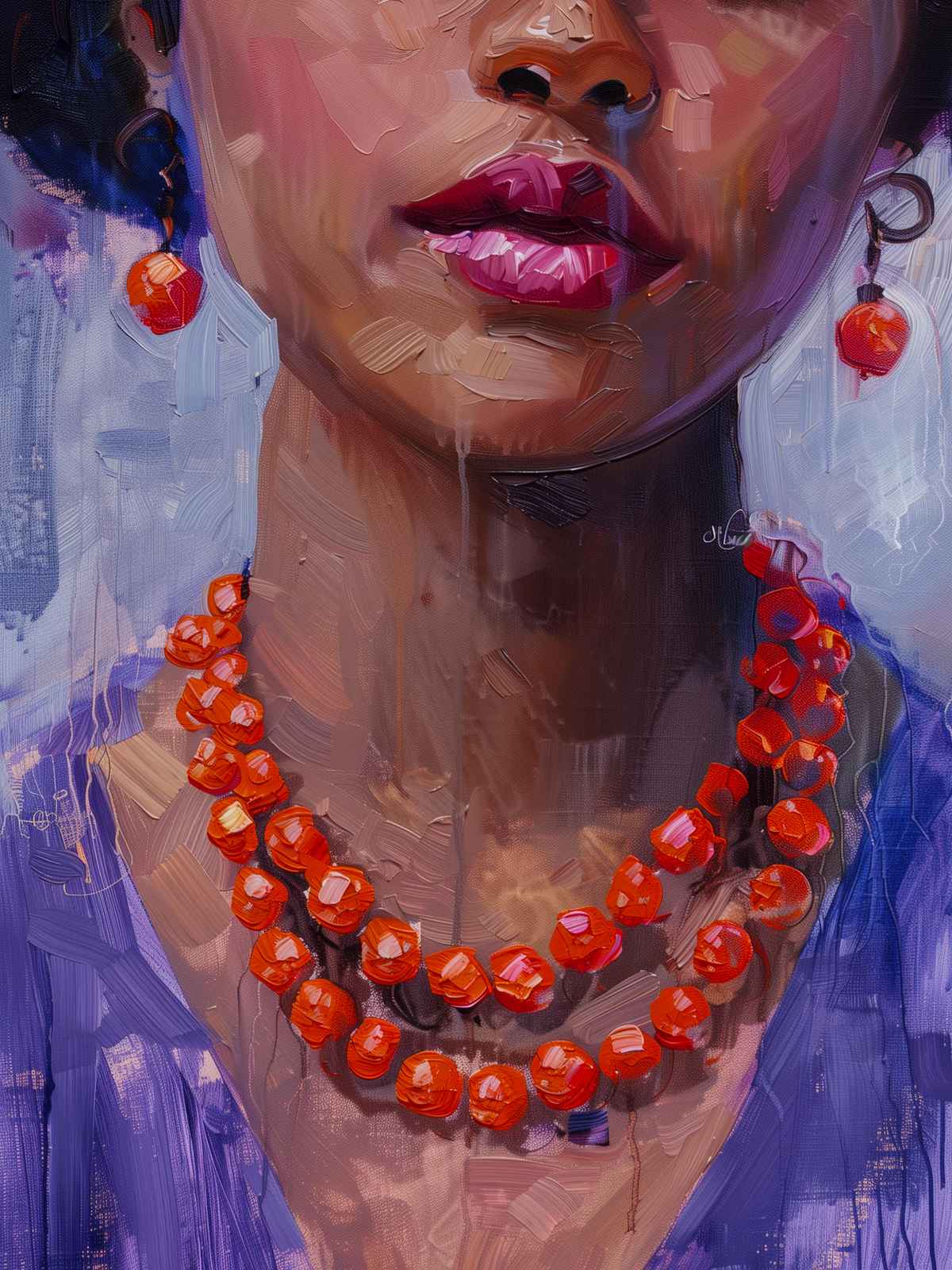 Vibrant Portrait & Bold Jewelry Wall Art