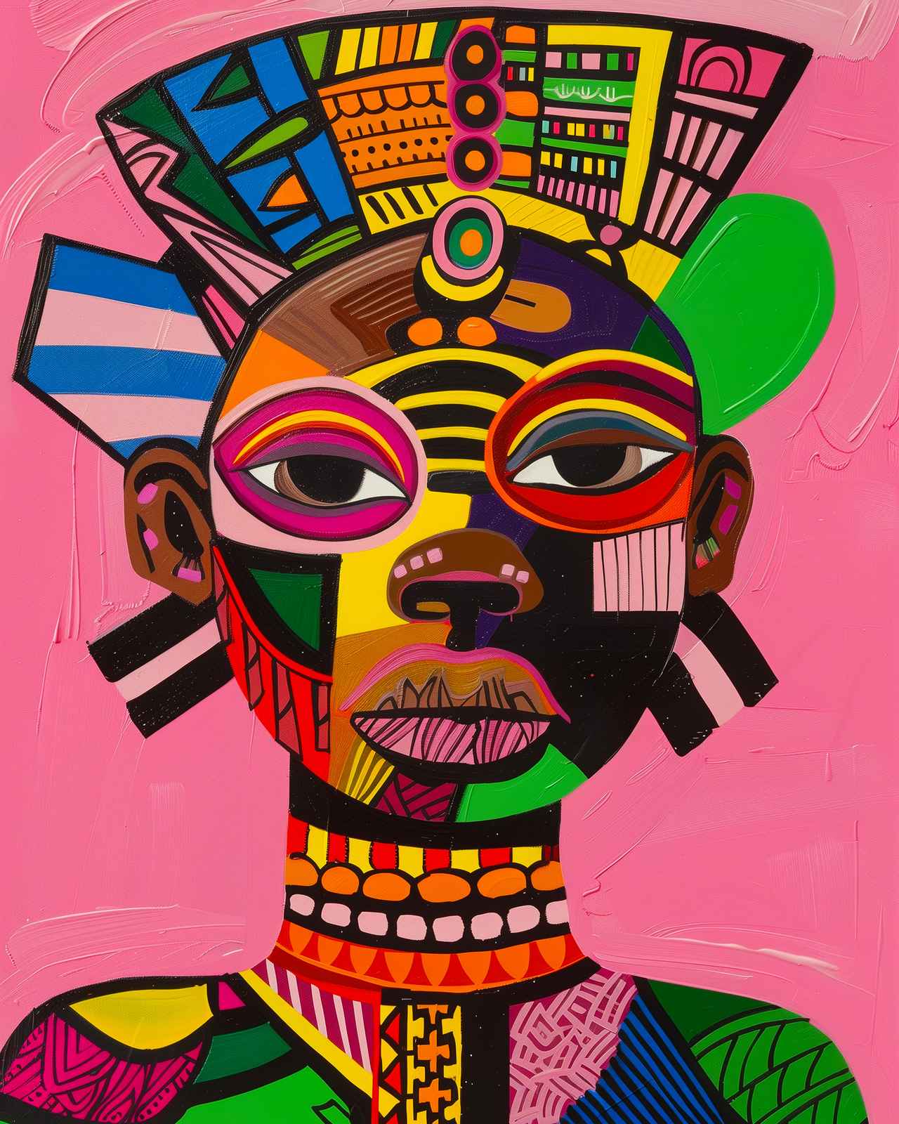 Vibrant Geometric Portrait Wall Art