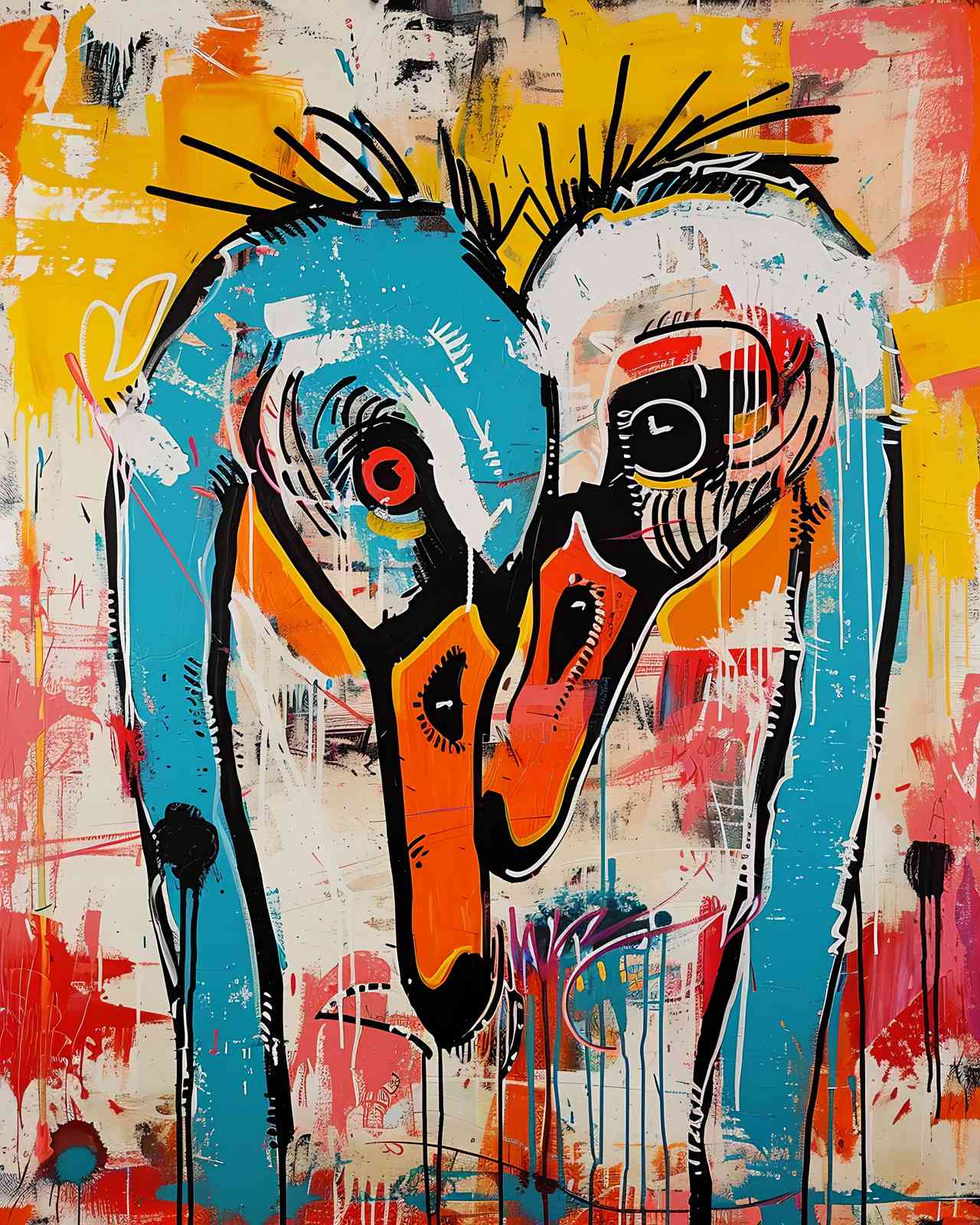 Vibrant Abstract Swans Wall Art Wall Art