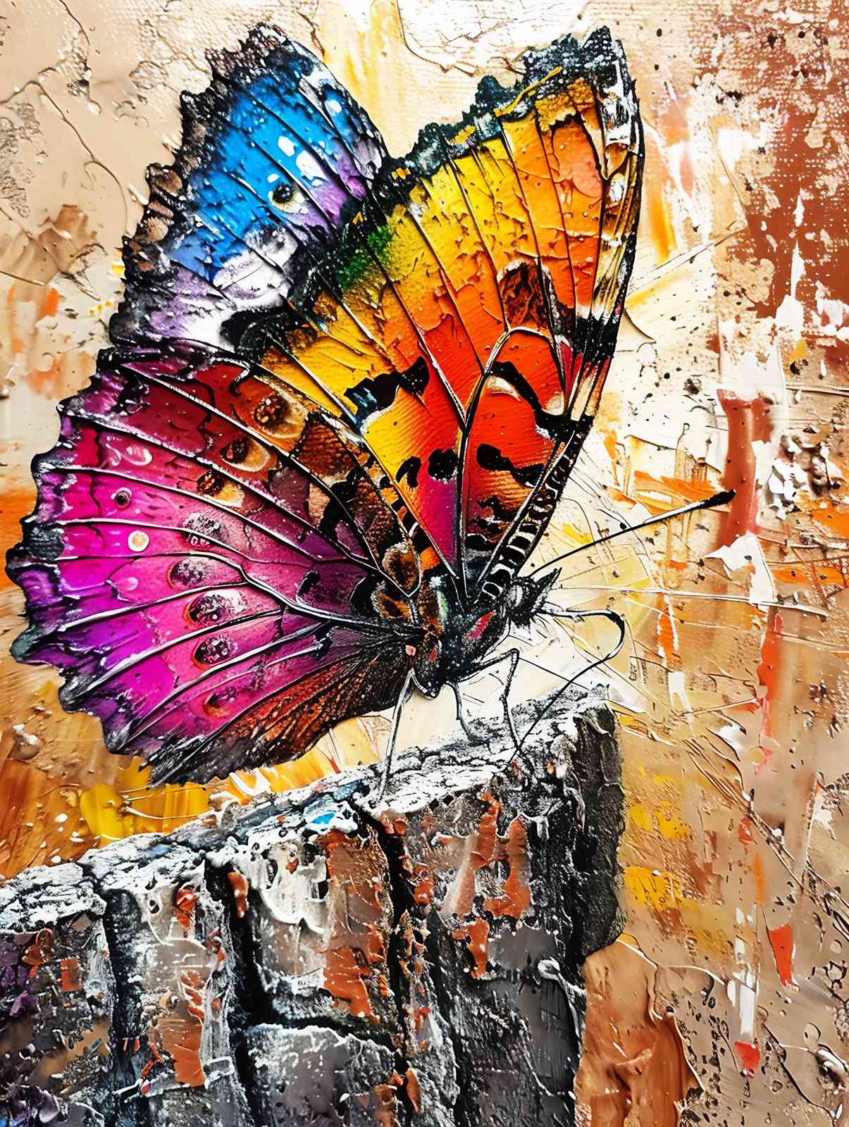 Vibrant Butterfly Textured Art Wall Art