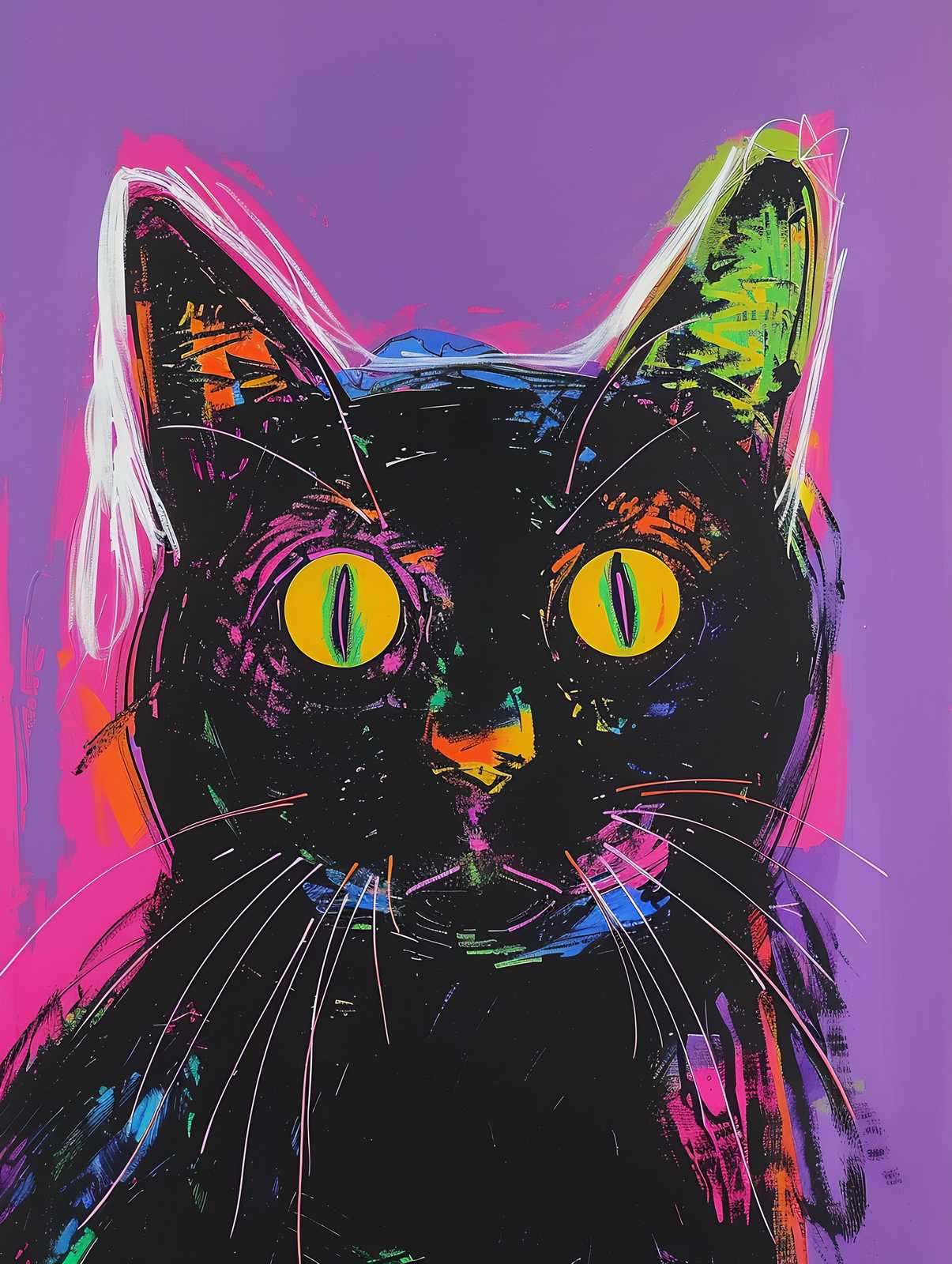 Vibrant Black Cat Pop Art Wall Art