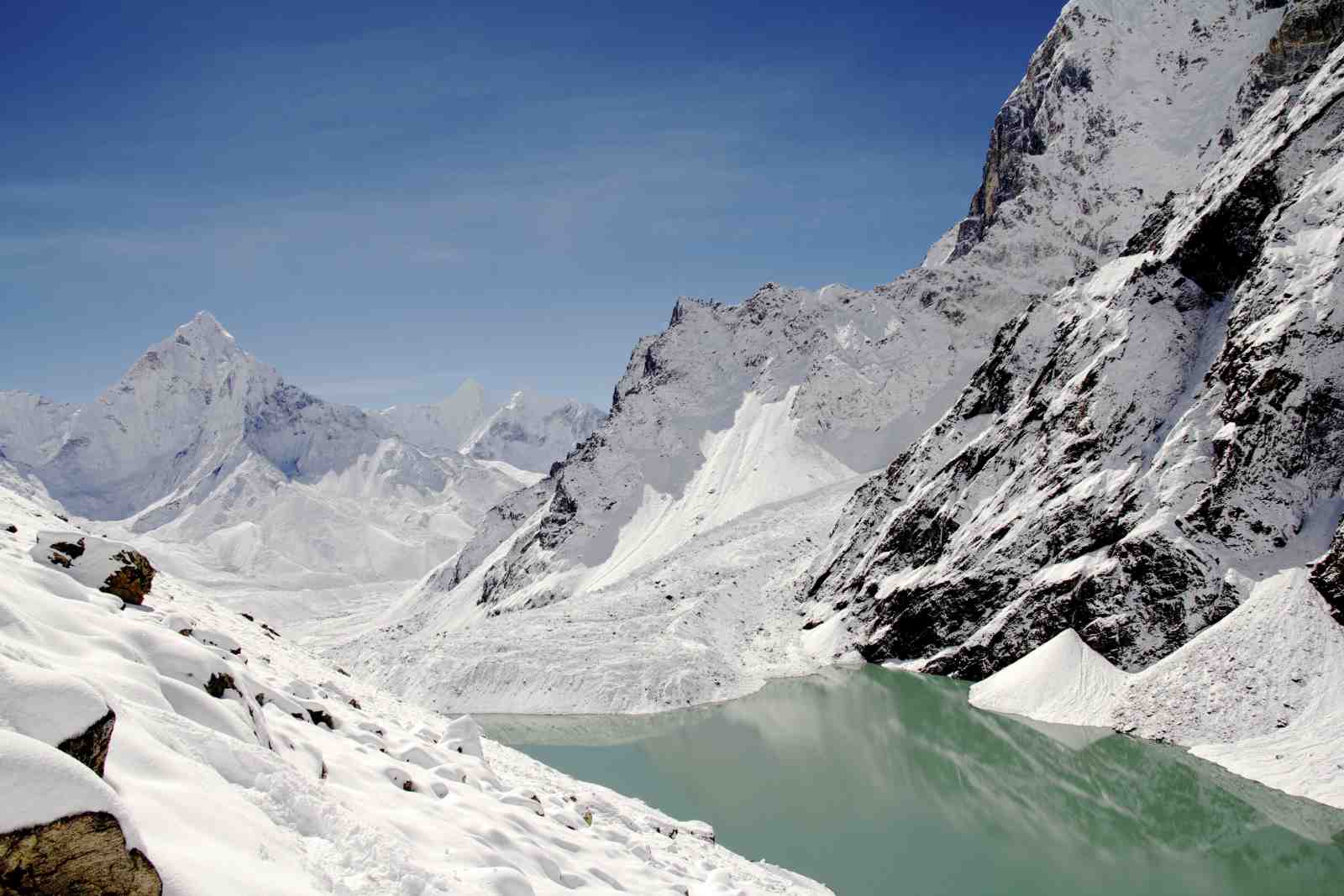 Tranquil Mountain Lake Snowscape Wall Art