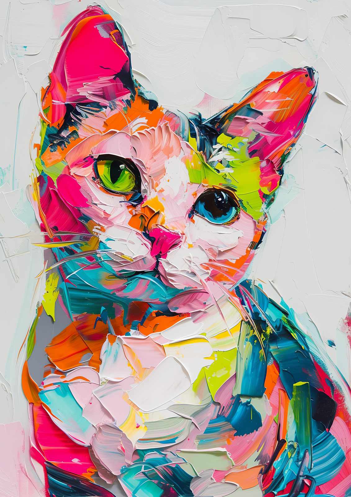 Vibrant Abstract Cat Wall Art