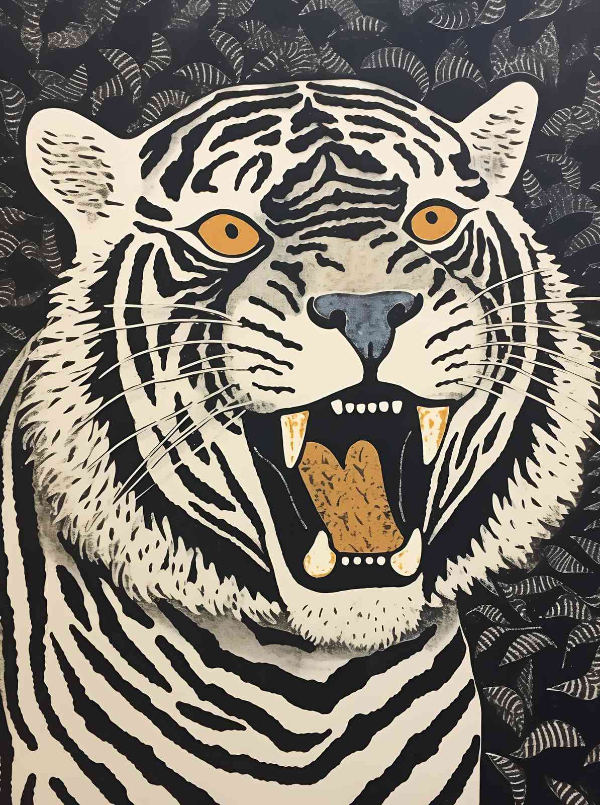 Roaring Tiger Bold Abstract Animal Wall Art