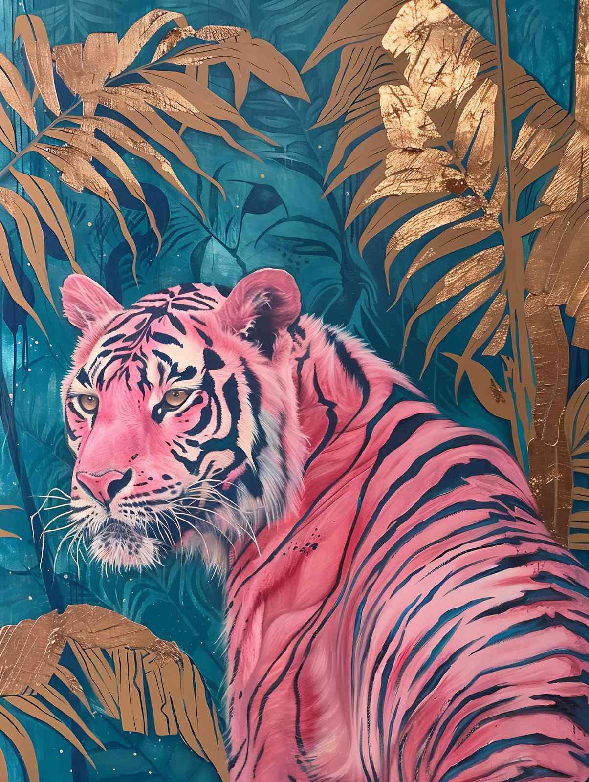 Pink Tiger Jungle Wall Art Wall Art