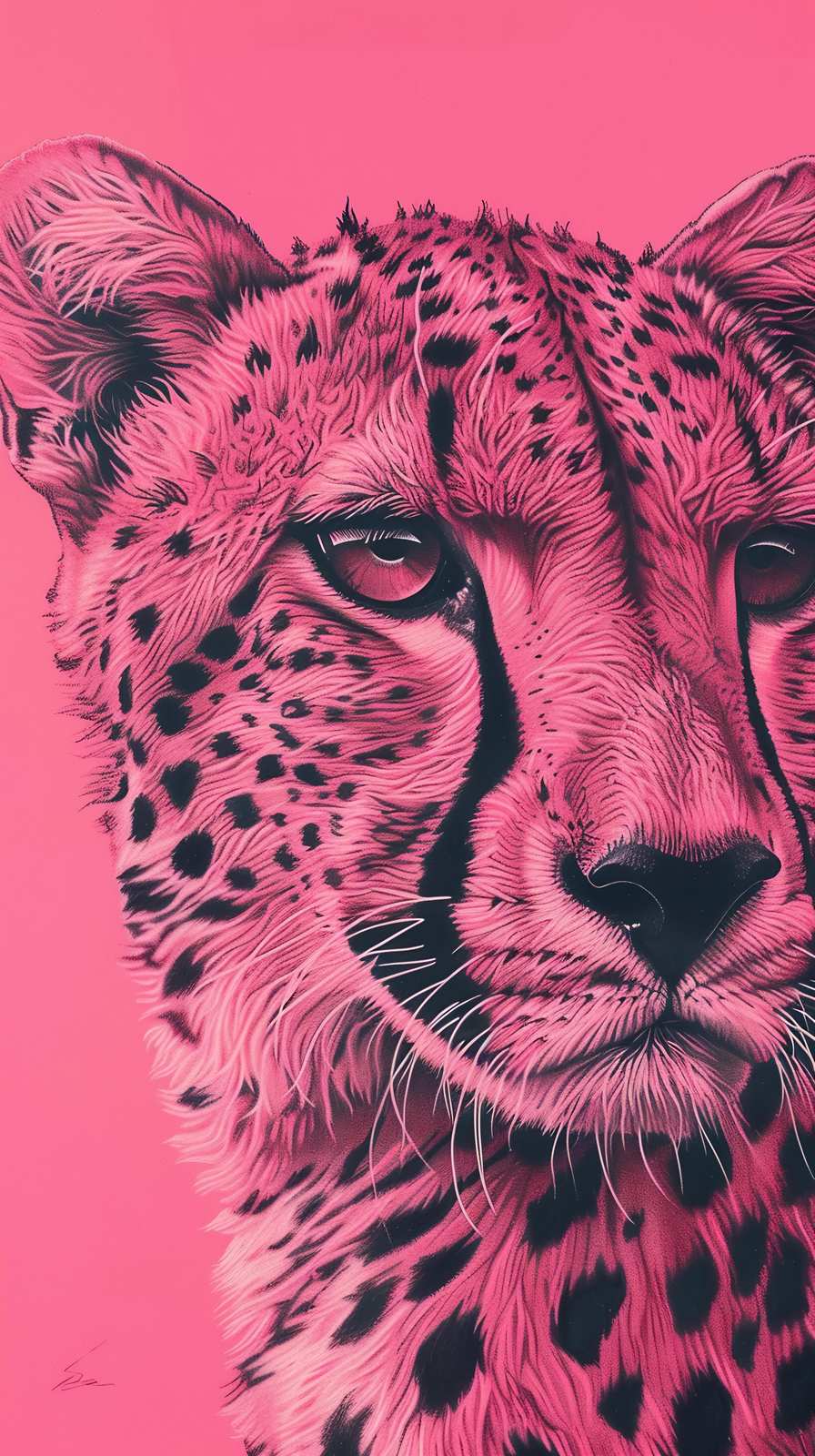 Vibrant Pink Cheetah Close-Up Wall Art