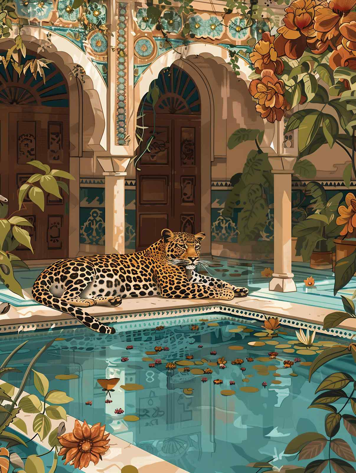 Majestic Leopard Courtyard Wall Art