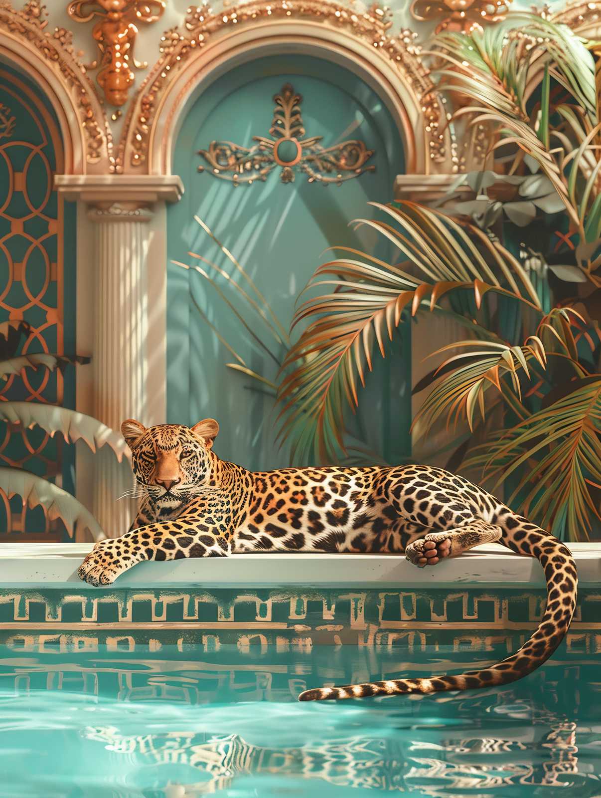 Majestic Leopard Luxury Poolside Wall Art
