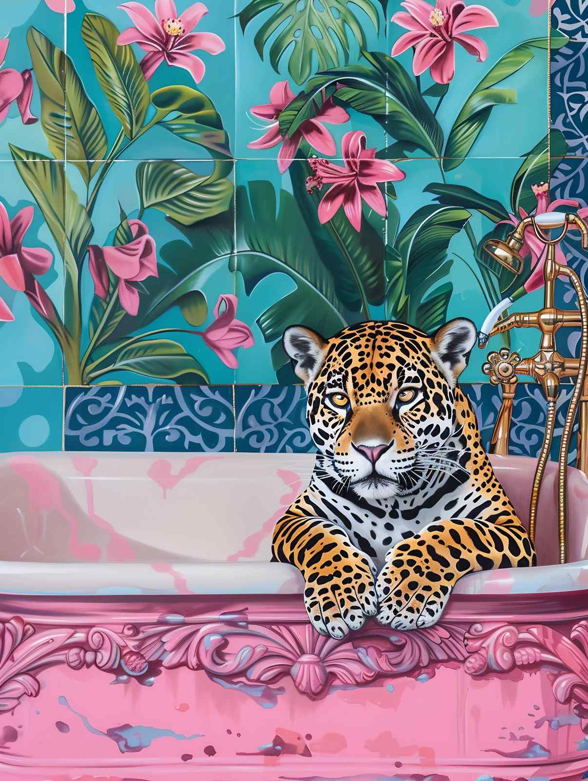 Jungle Bath Jaguar Bold Wall Art