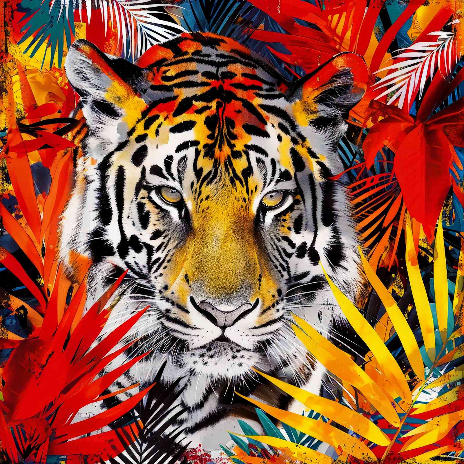 Vibrant Tiger Jungle Art Wall Art