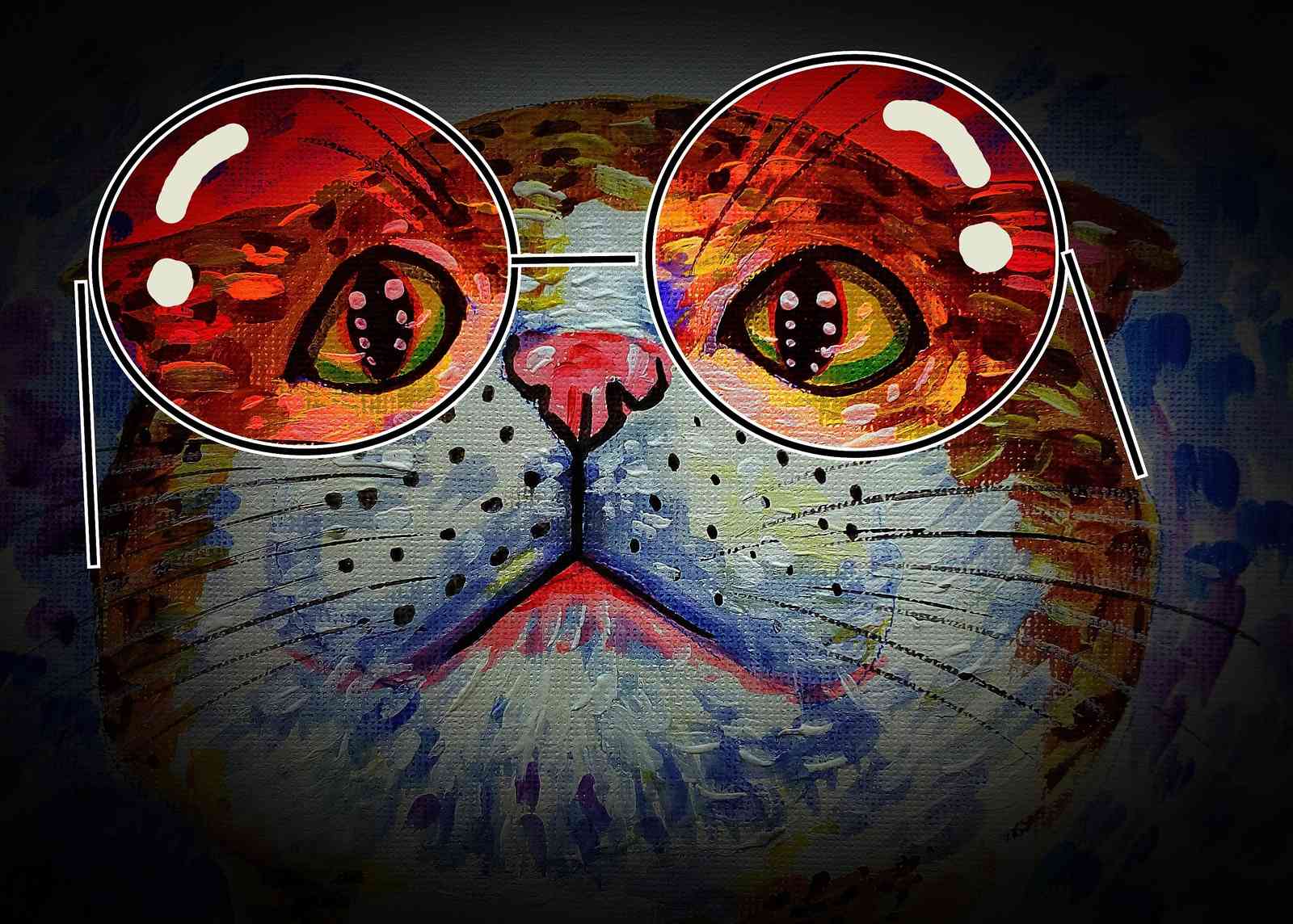 Whimsical Cat with Monocle Wall Art