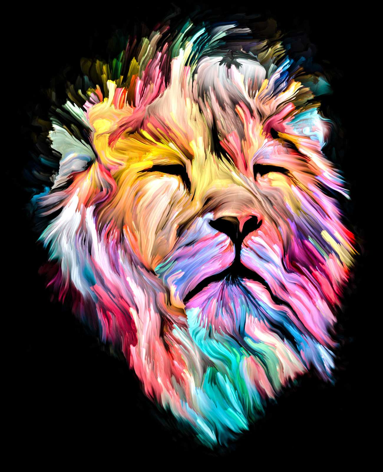 Vibrant Lion of Color Wall Art