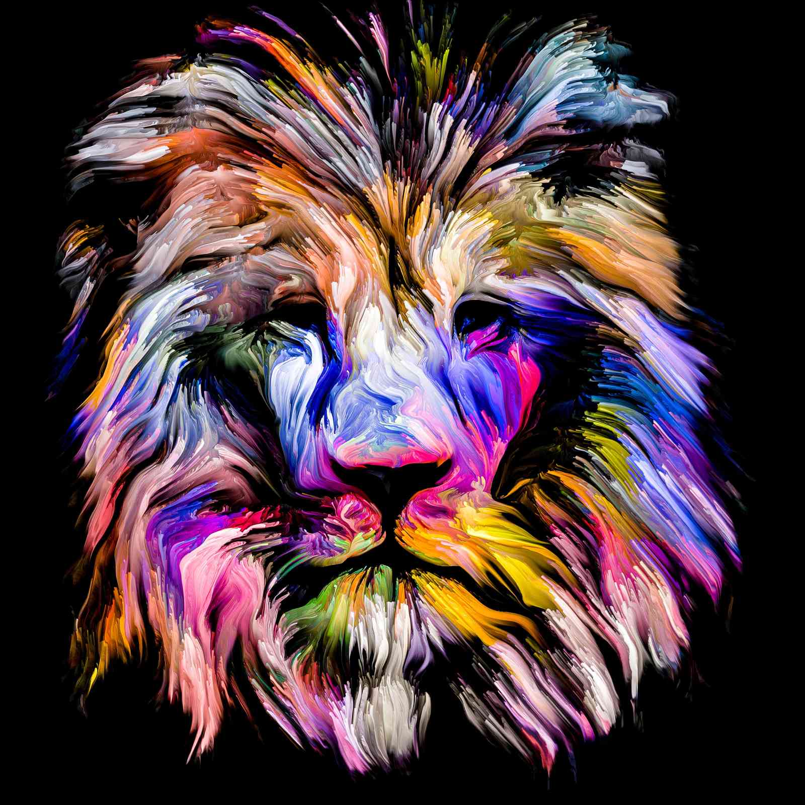Vibrant Abstract Lion Art Wall Art
