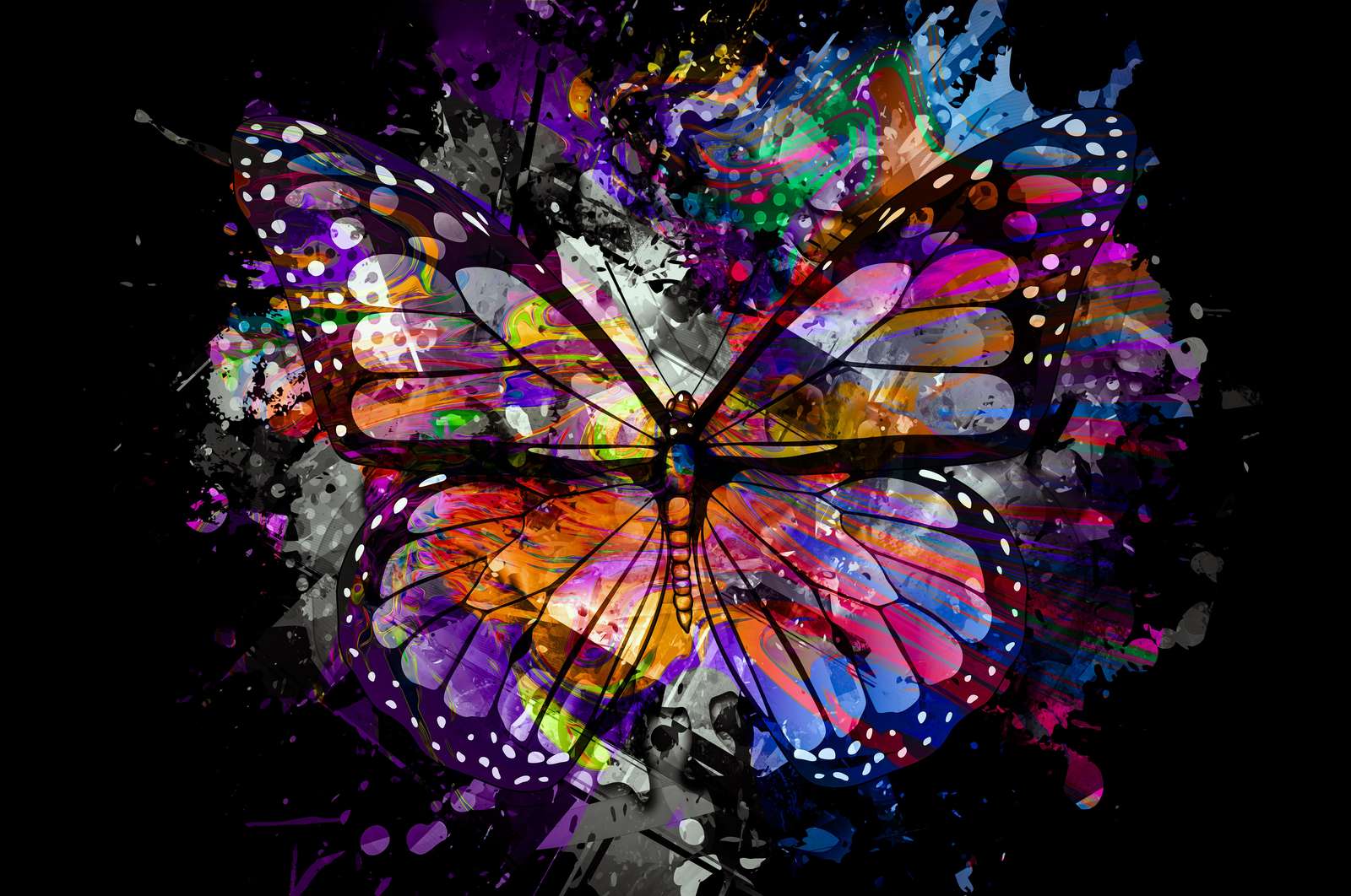 Vibrant Butterfly Splash Art Wall Art