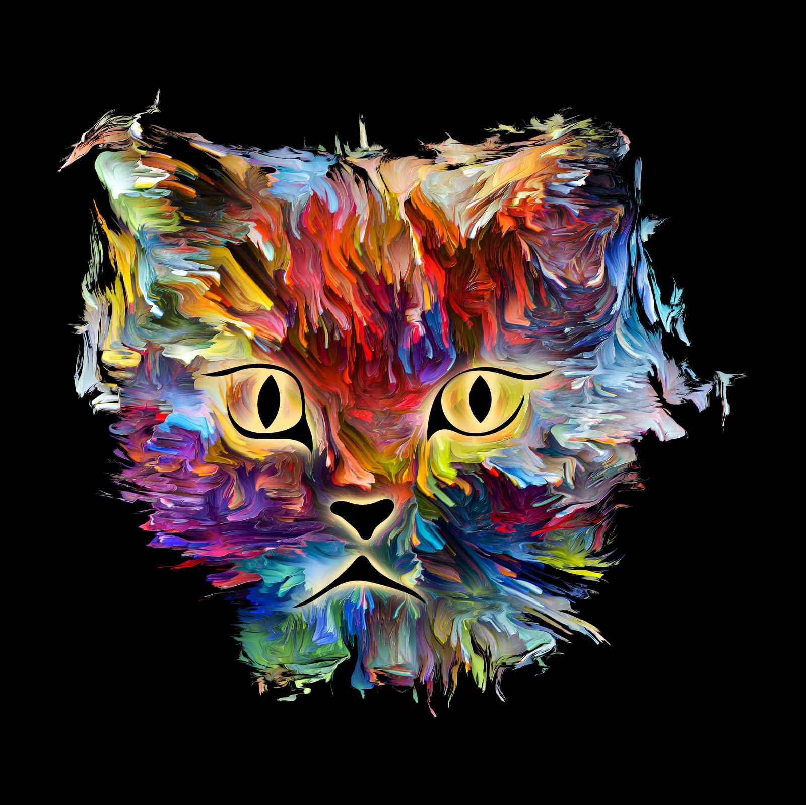 Vibrant Abstract Cat Face Wall Art