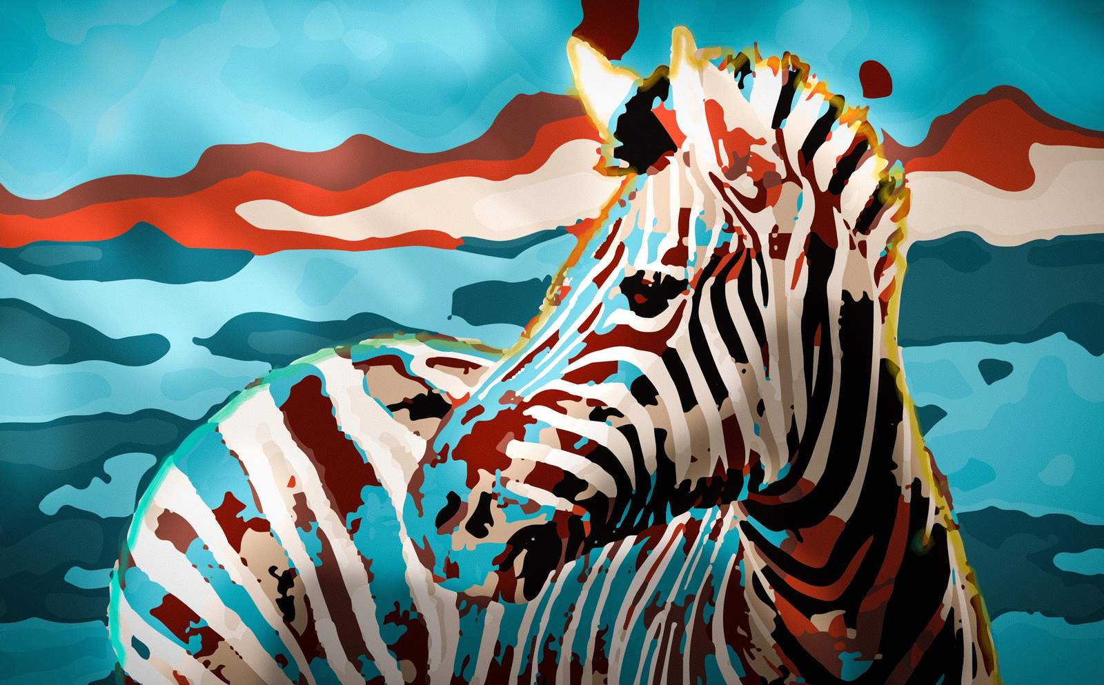 Vibrant Abstract Zebra Wall Art Wall Art