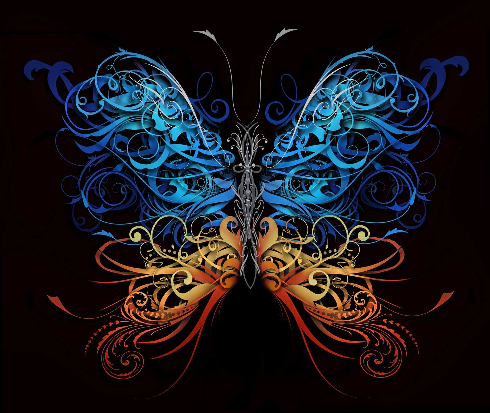 Elegant Swirl Butterfly Wall Art Wall Art