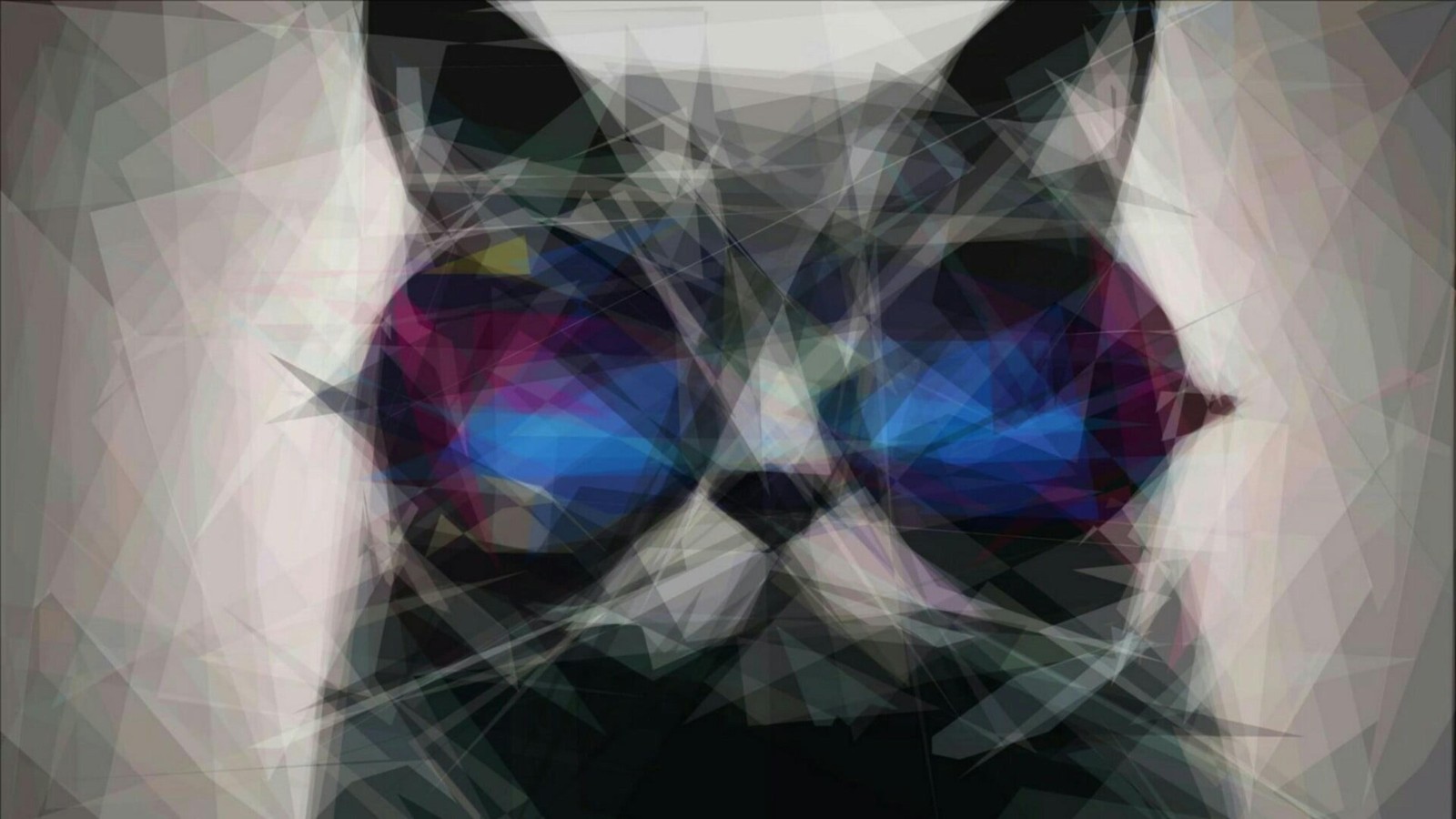 Abstract Geometric Cat Wall Art