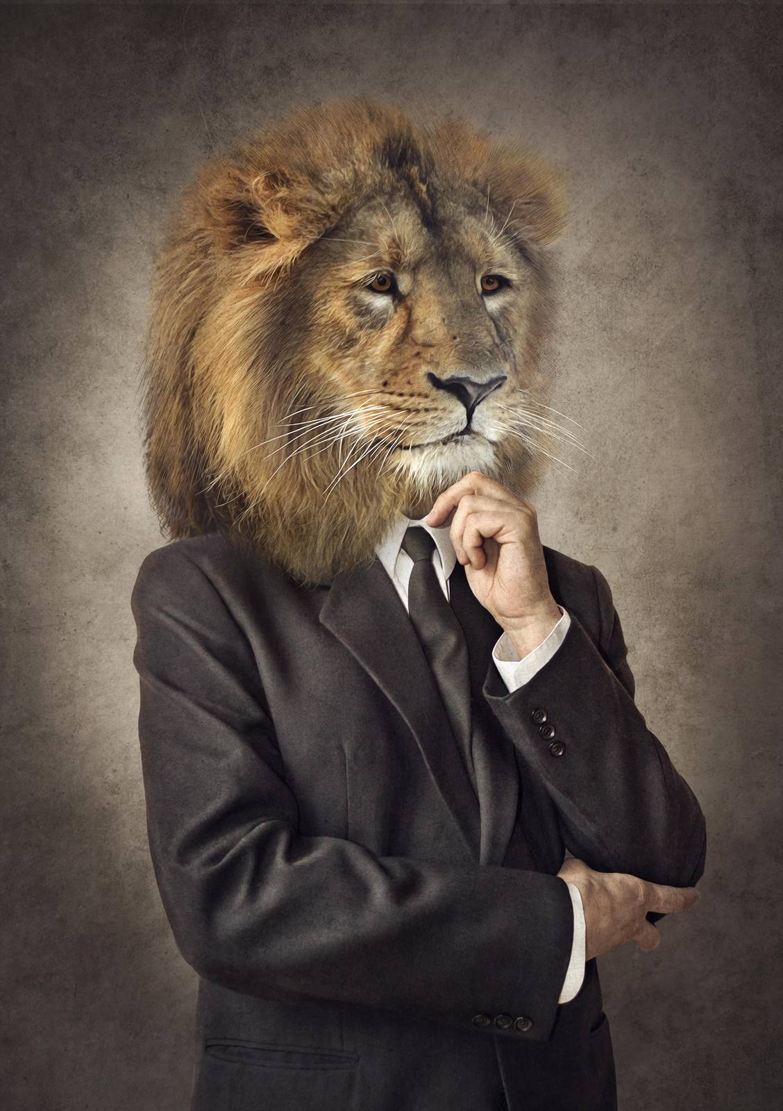 Regal Lion in Suit Wall Art